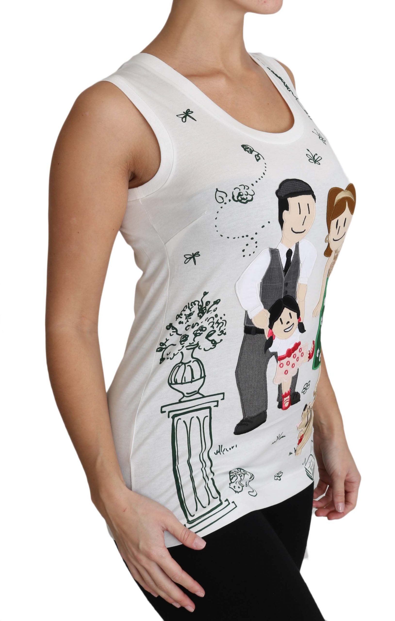 Cămașă elegantă din mătase și bumbac, fără mâneci, Dolce &amp; Gabbana, albă
