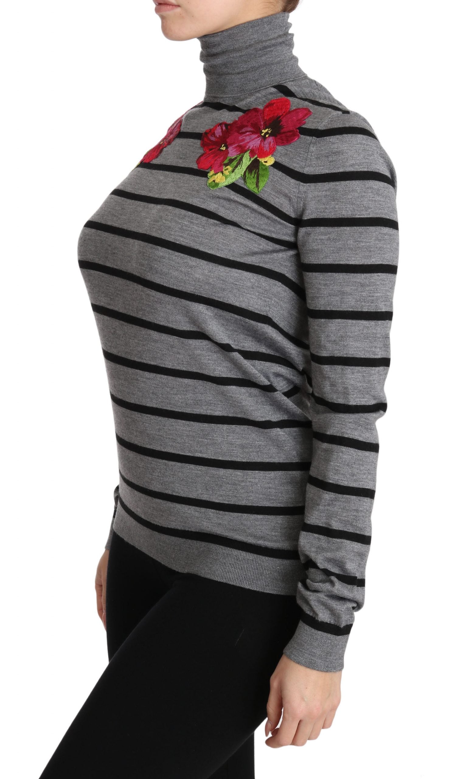 Dolce &amp; Gabbana Eleganter bestickter Pullover aus Kaschmir-Seide
