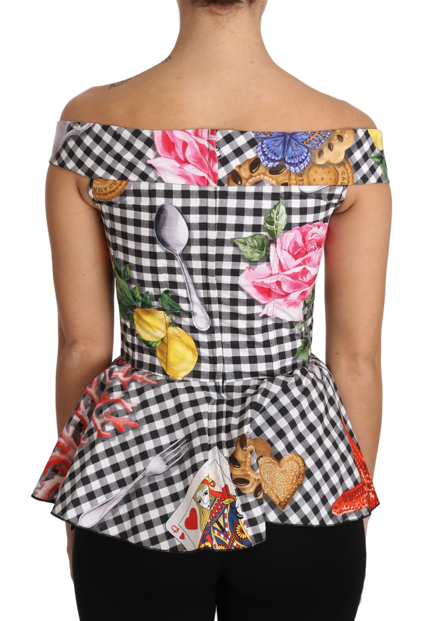 Bluză Dolce &amp; Gabbana Chic Checkered Corset Top