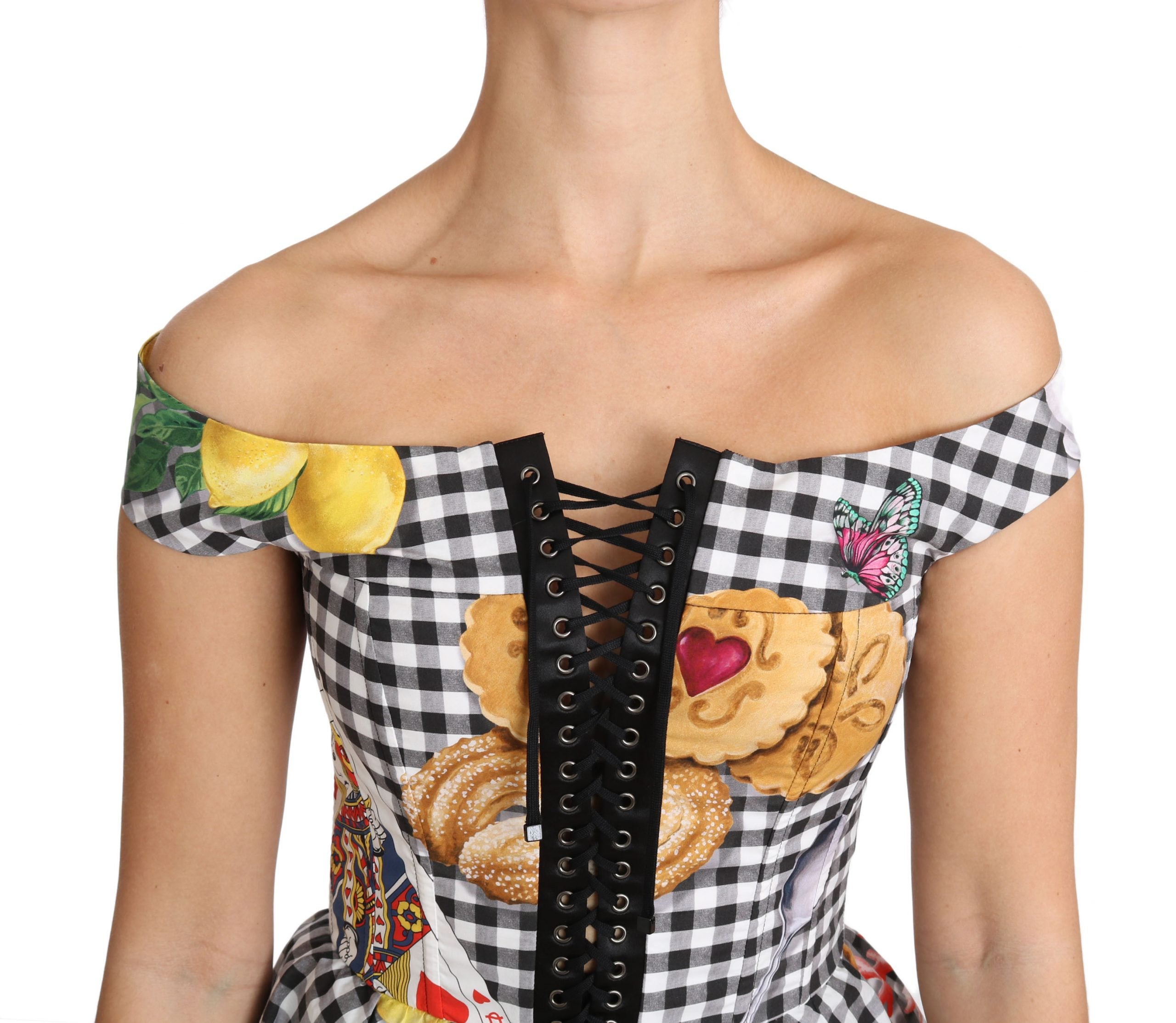 Bluză Dolce &amp; Gabbana Chic Checkered Corset Top