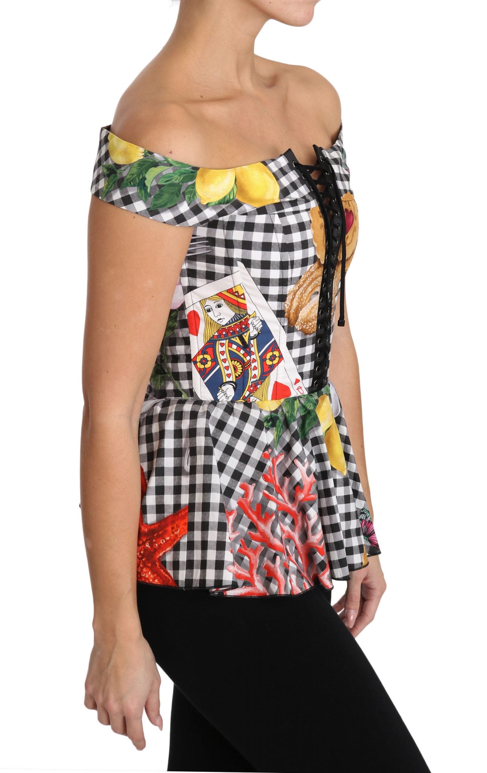 Bluză Dolce &amp; Gabbana Chic Checkered Corset Top