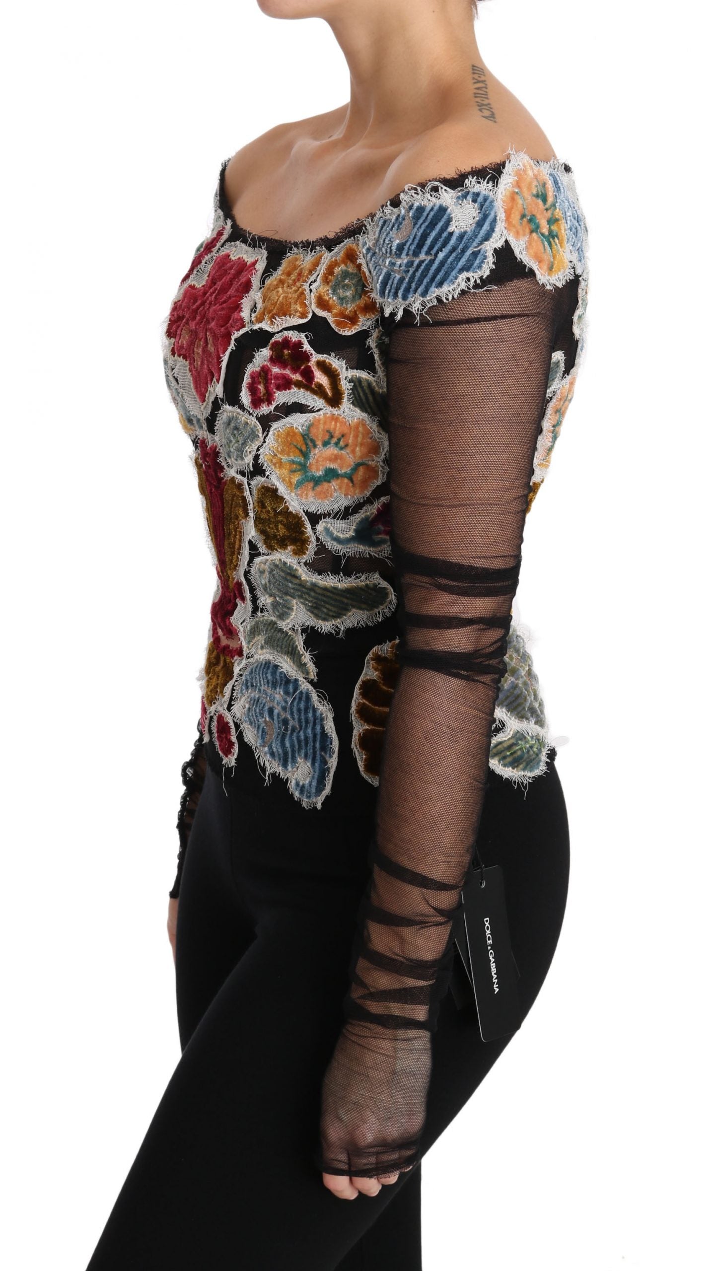 Dolce &amp; Gabbana Bluză elegantă cu mânecă lungă și aplicații florale