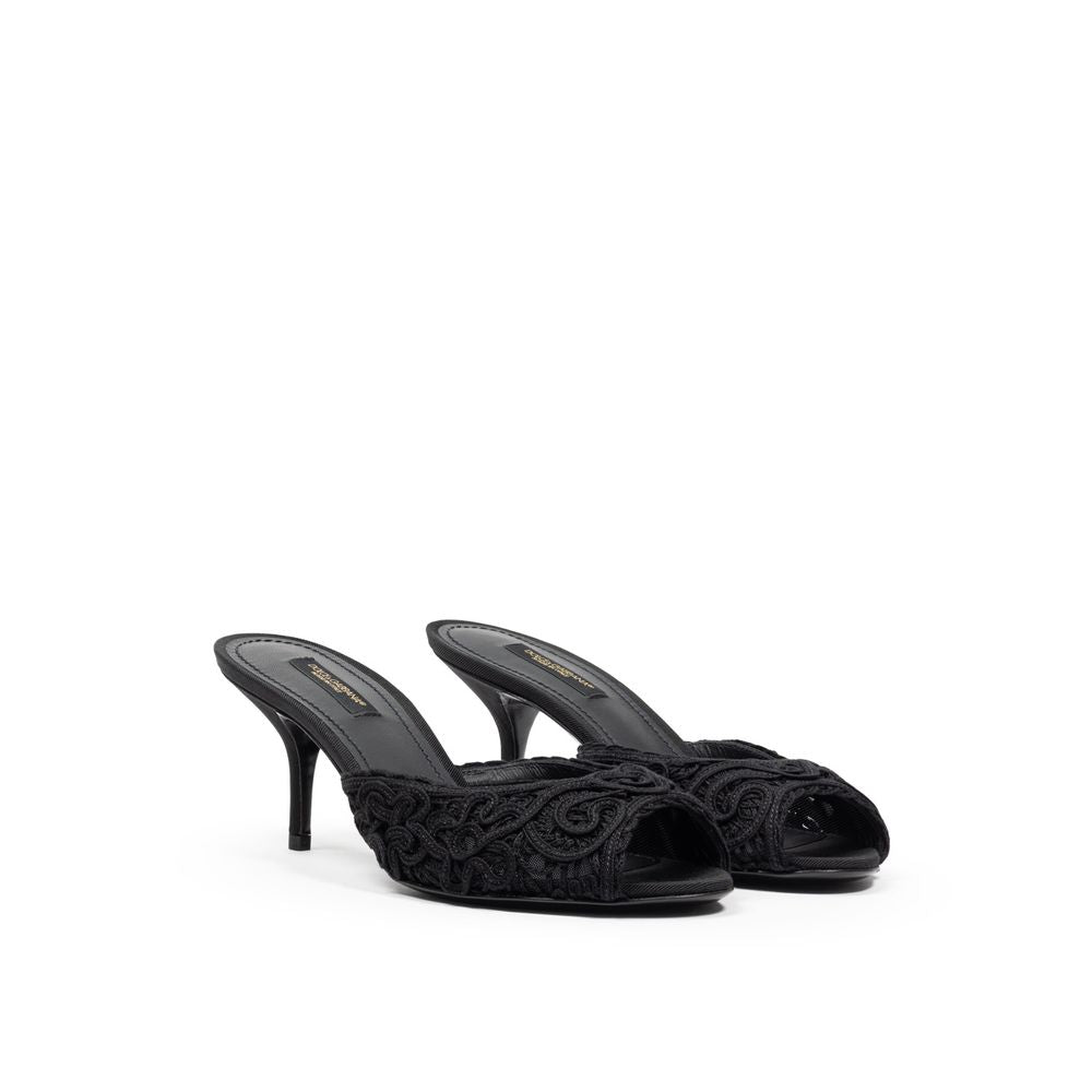 Sandale Dolce &amp; Gabbana din bumbac negru