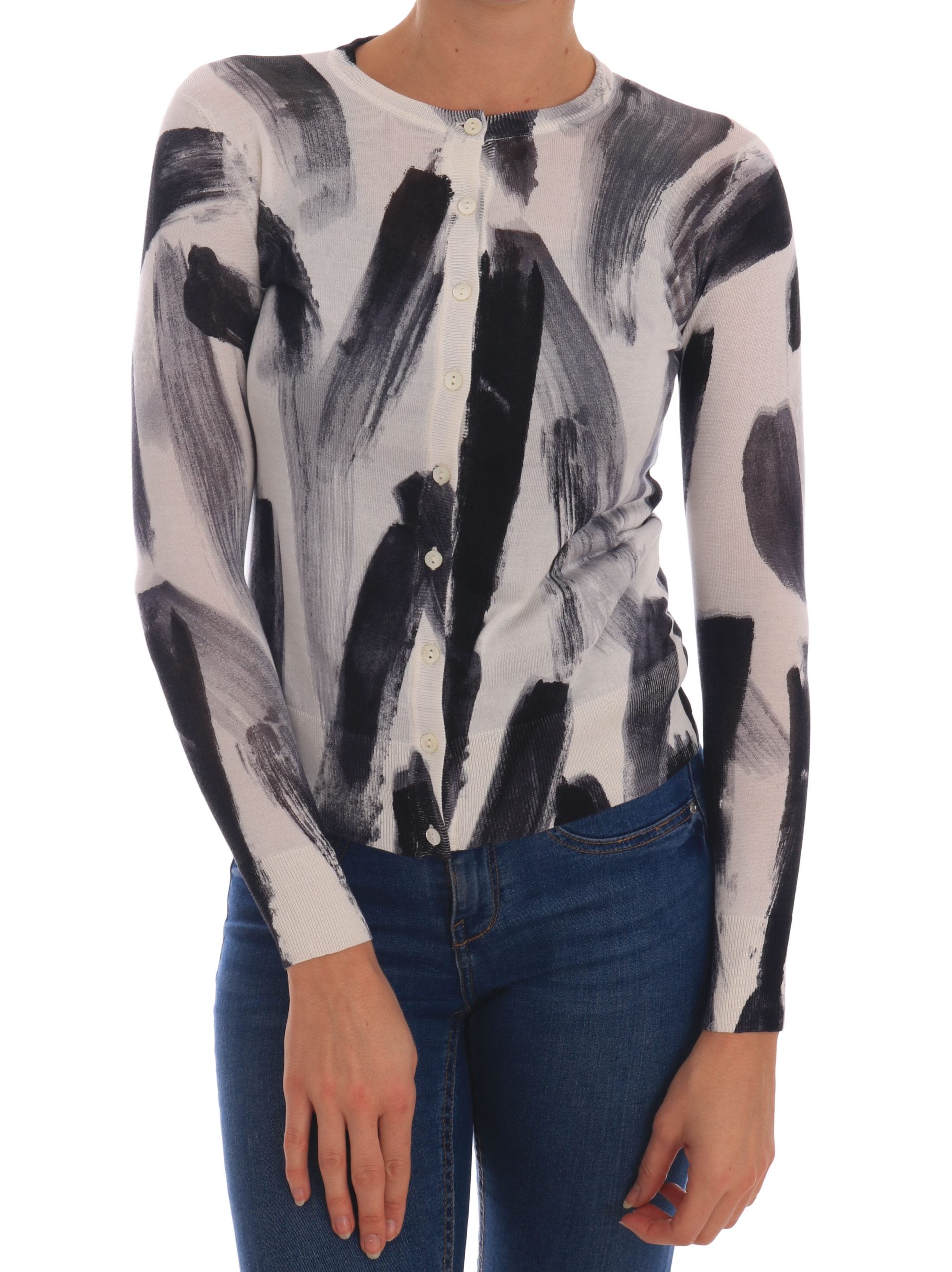 Dolce &amp; Gabbana Eleganter Seidenpullover mit Strichmuster