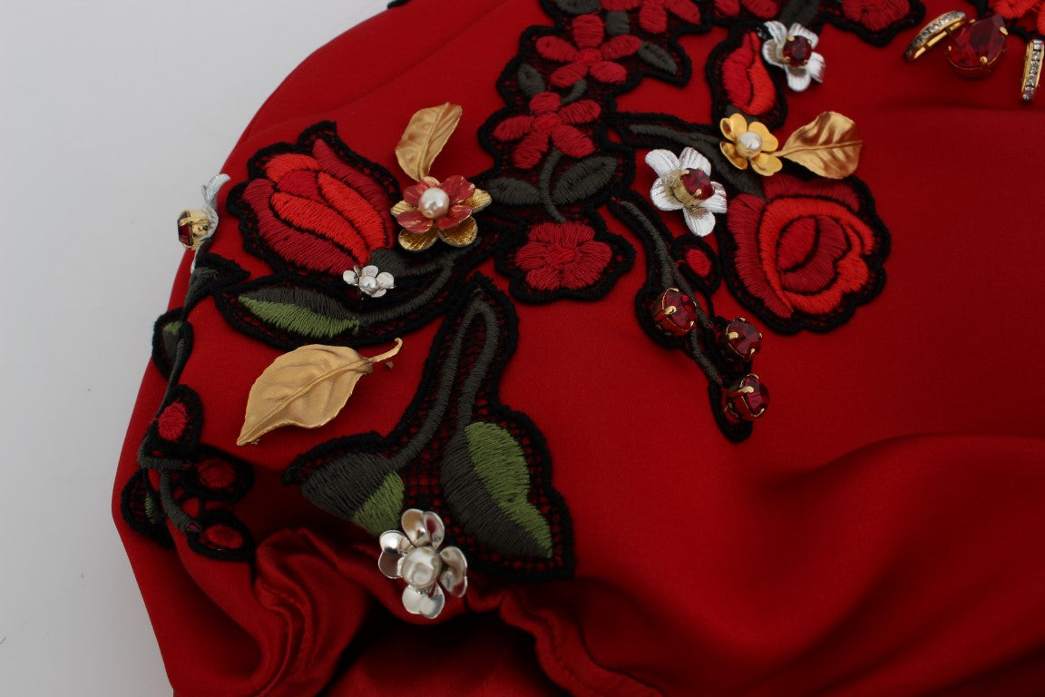 Pantaloni scurți eleganți din mătase cu talie înaltă, brodați, Dolce &amp; Gabbana