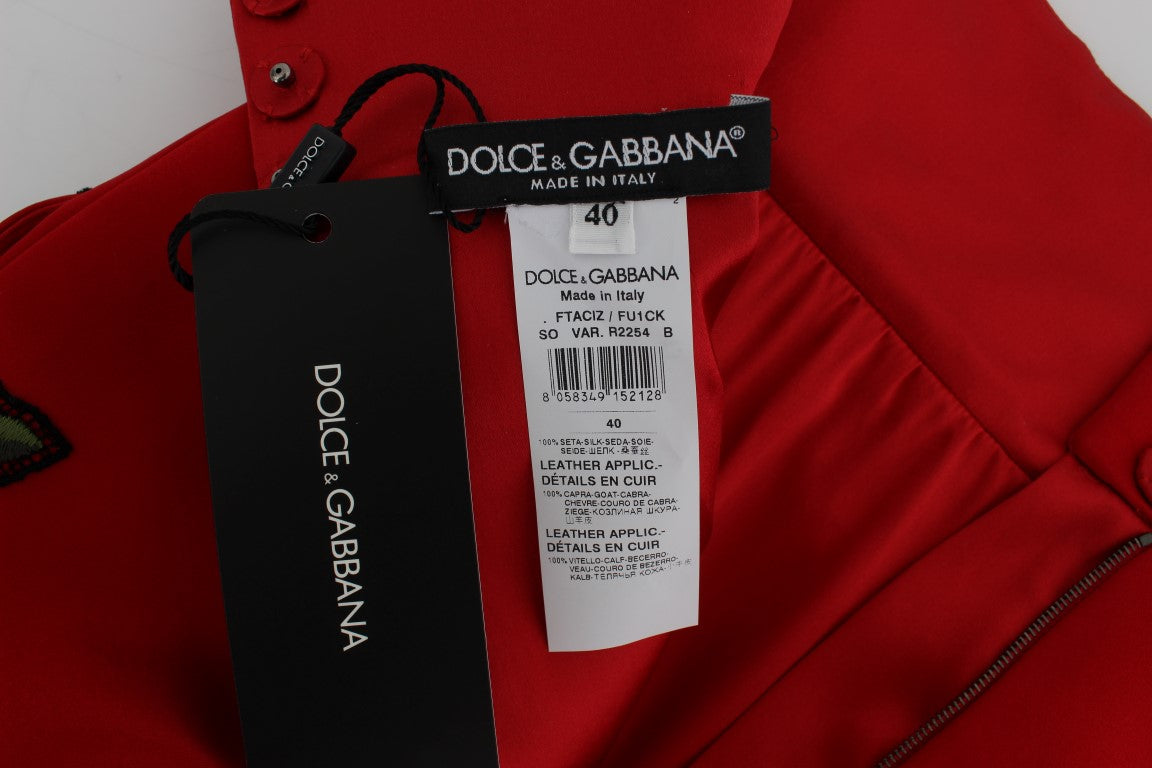 Pantaloni scurți eleganți din mătase cu talie înaltă, brodați, Dolce &amp; Gabbana
