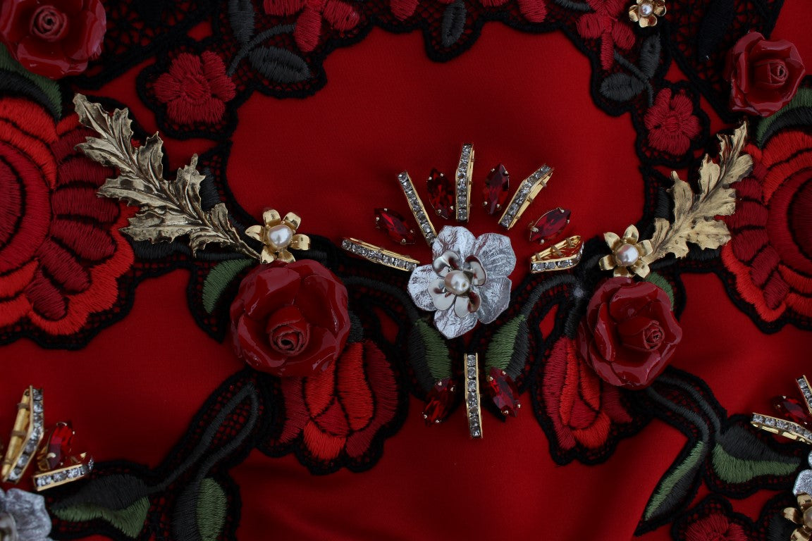 Dolce &amp; Gabbana – Hinreißende Shorts aus roter Seide mit Stickerei