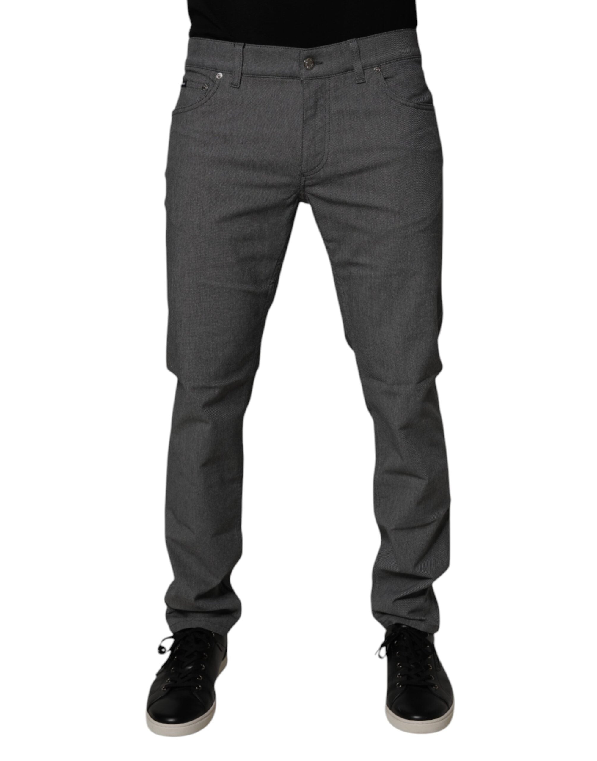 Blugi skinny din denim elastic gri din bumbac Dolce &amp; Gabbana