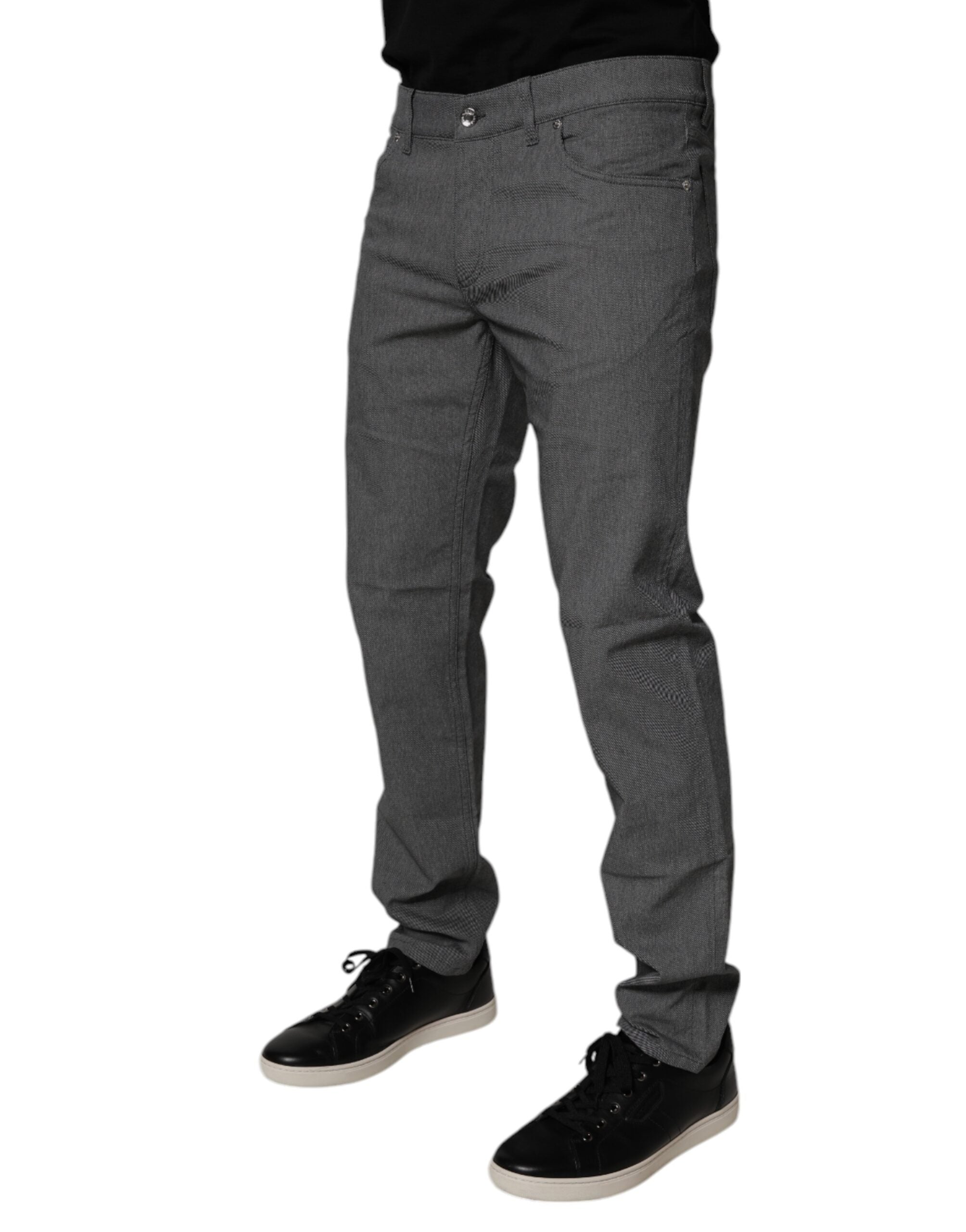 Dolce &amp; Gabbana – Graue Skinny-Jeans aus Baumwollstretch