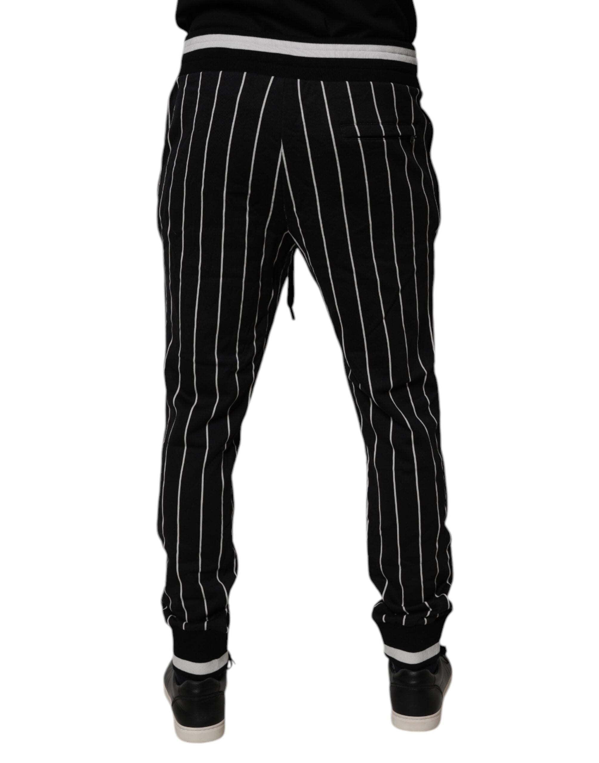 Pantaloni de trening Dolce &amp; Gabbana cu dungi albe și negru