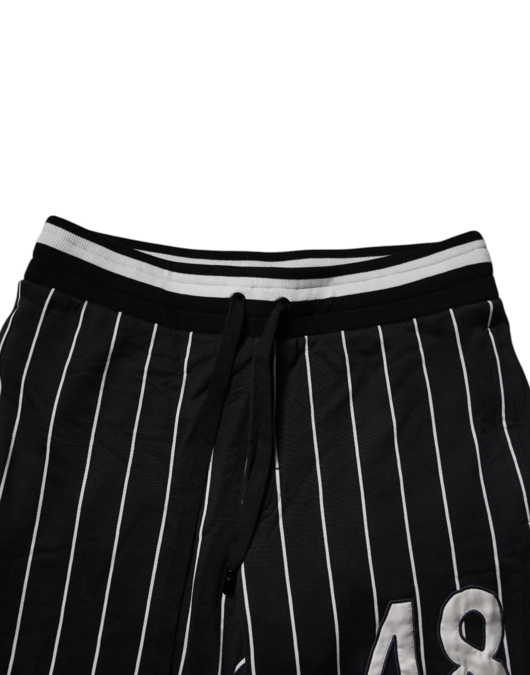 Pantaloni de trening Dolce &amp; Gabbana cu dungi albe și negru