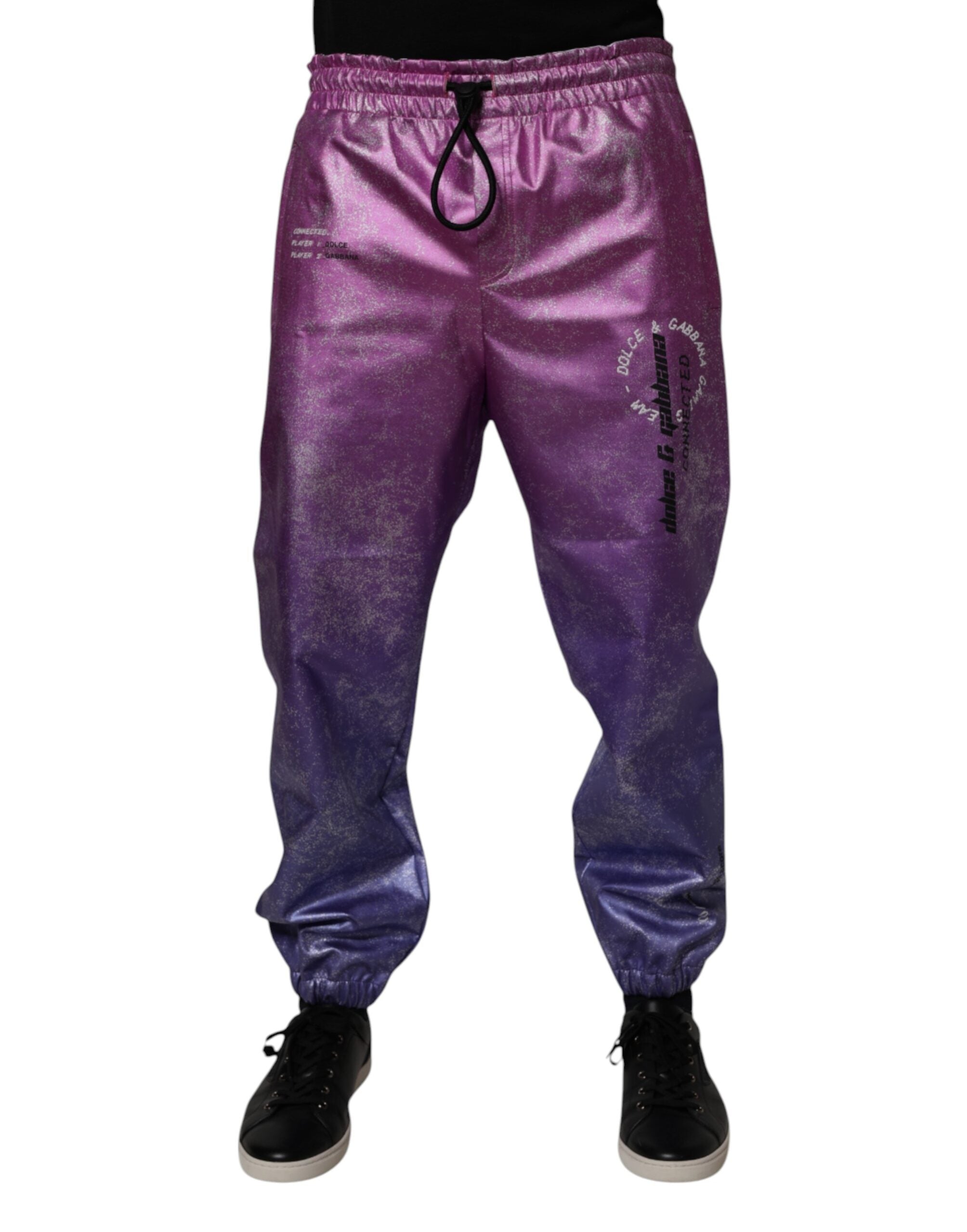 Pantaloni de trening Dolce &amp; Gabbana roz violet în două tonuri