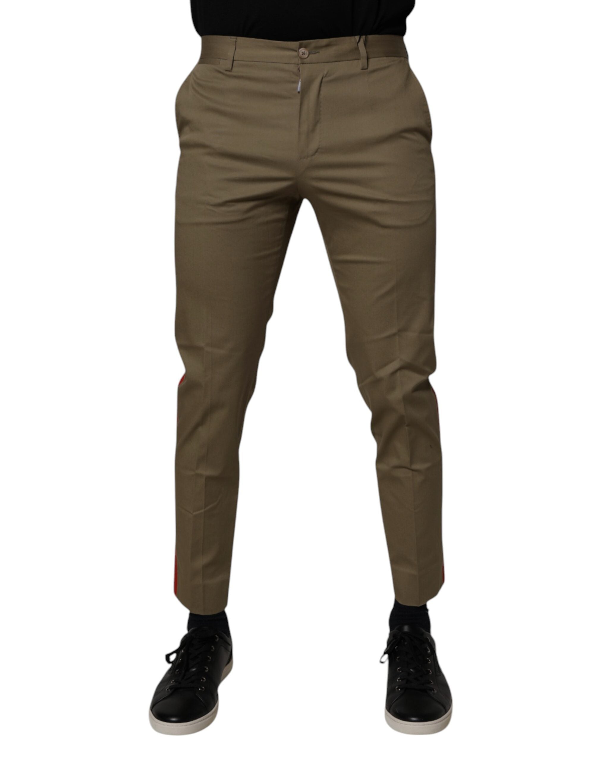 Pantaloni conici din bumbac kaki închis Dolce &amp; Gabbana