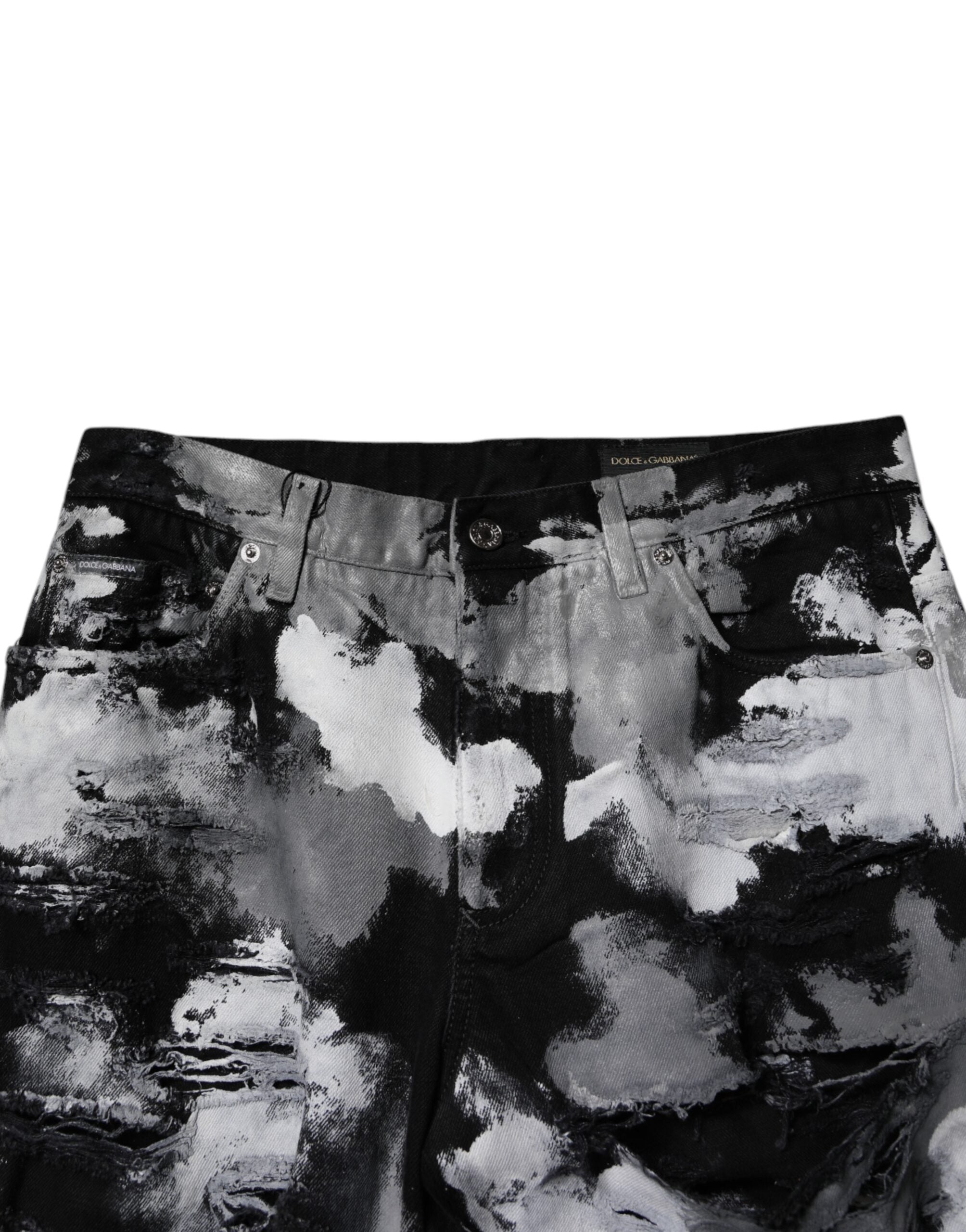 Blugi skinny din denim cu imprimeu camuflaj multicolor Dolce &amp; Gabbana