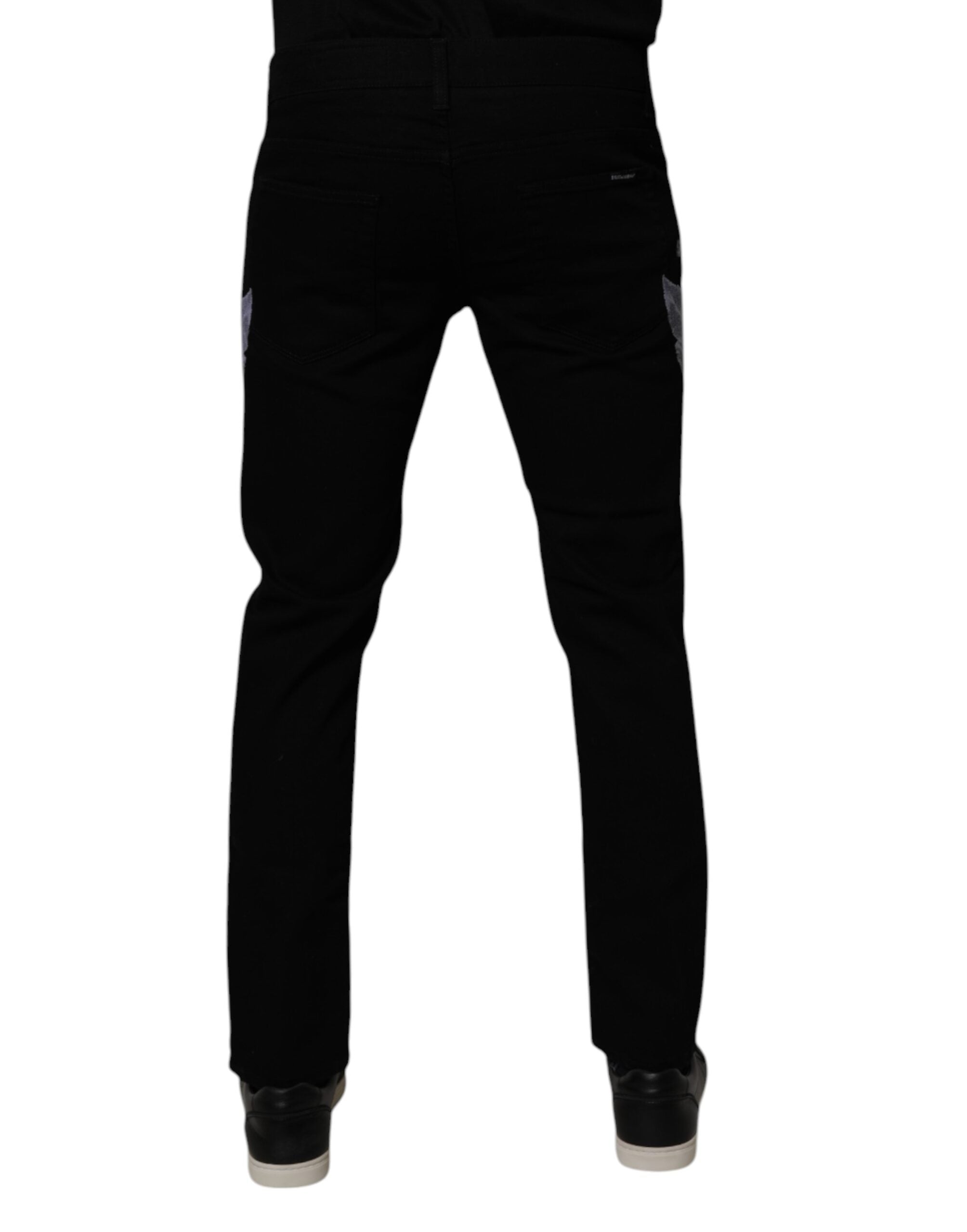 Dolce &amp; Gabbana Schwarze Skinny Jeans aus Baumwolle mit Blumenmuster für Herren