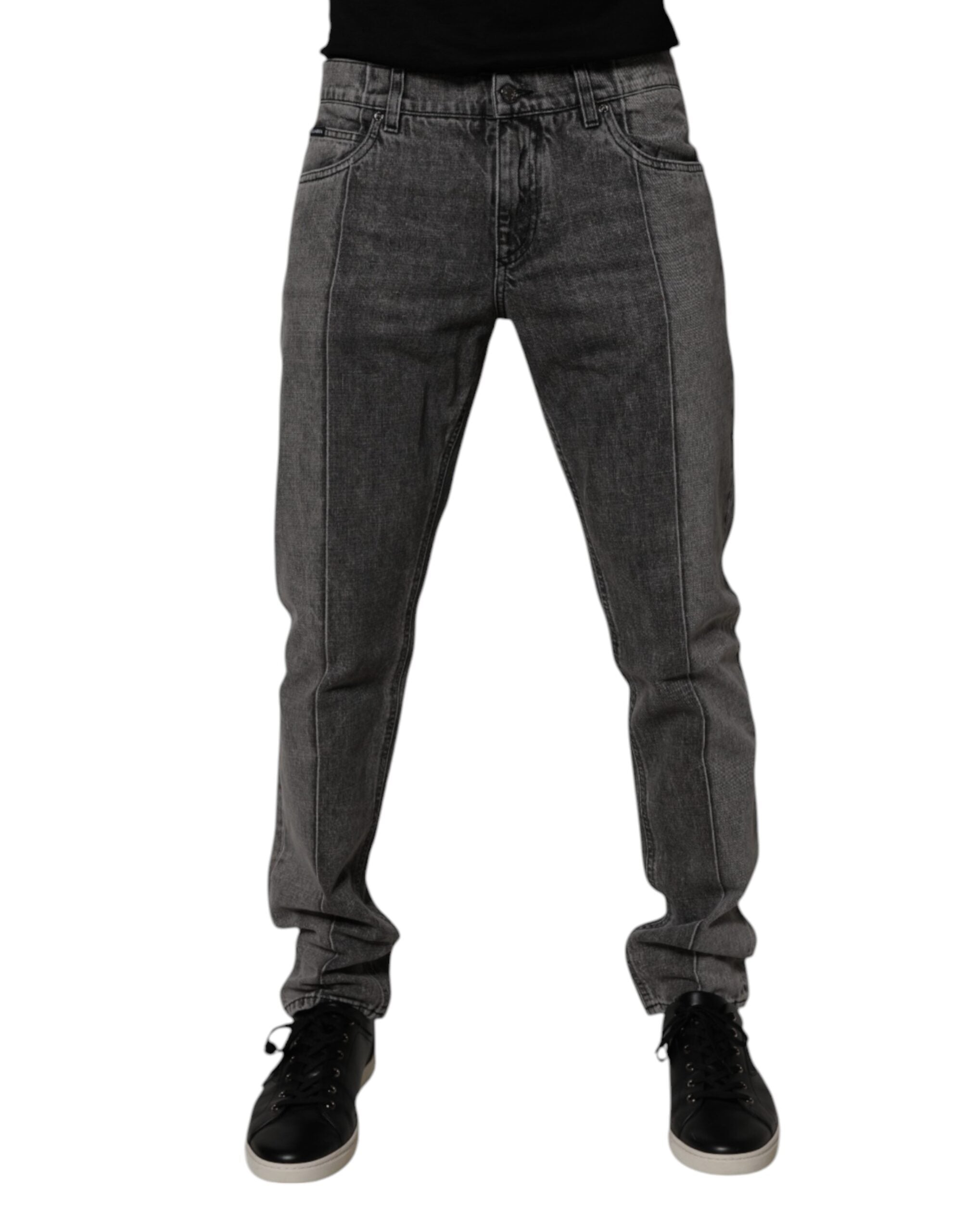 Dolce &amp; Gabbana – Zweifarbige Jeans aus grauem Baumwolldenim