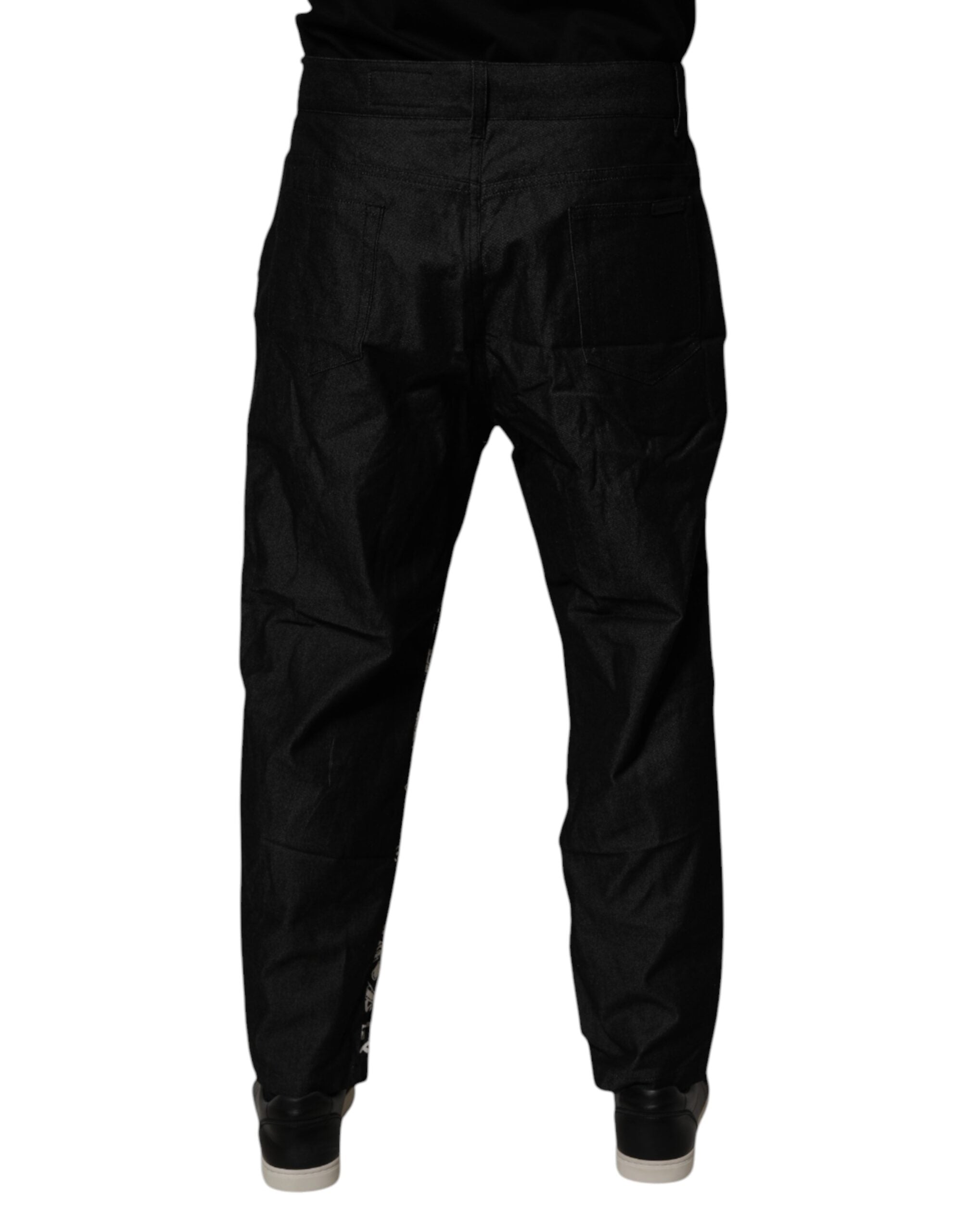 Dolce &amp; Gabbana – Schwarze Skinny-Jeans aus Baumwoll-Bandana