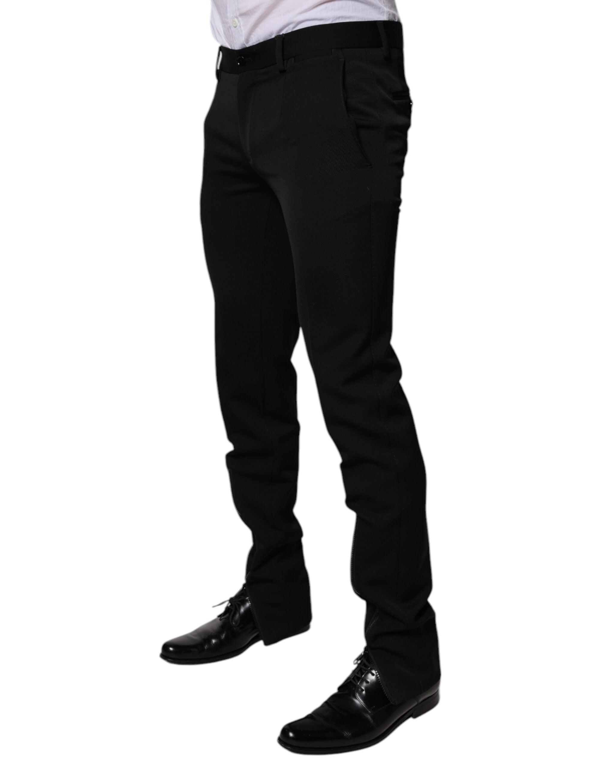 Dolce &amp; Gabbana – Schwarze, schmal zulaufende Anzughose aus Wolle