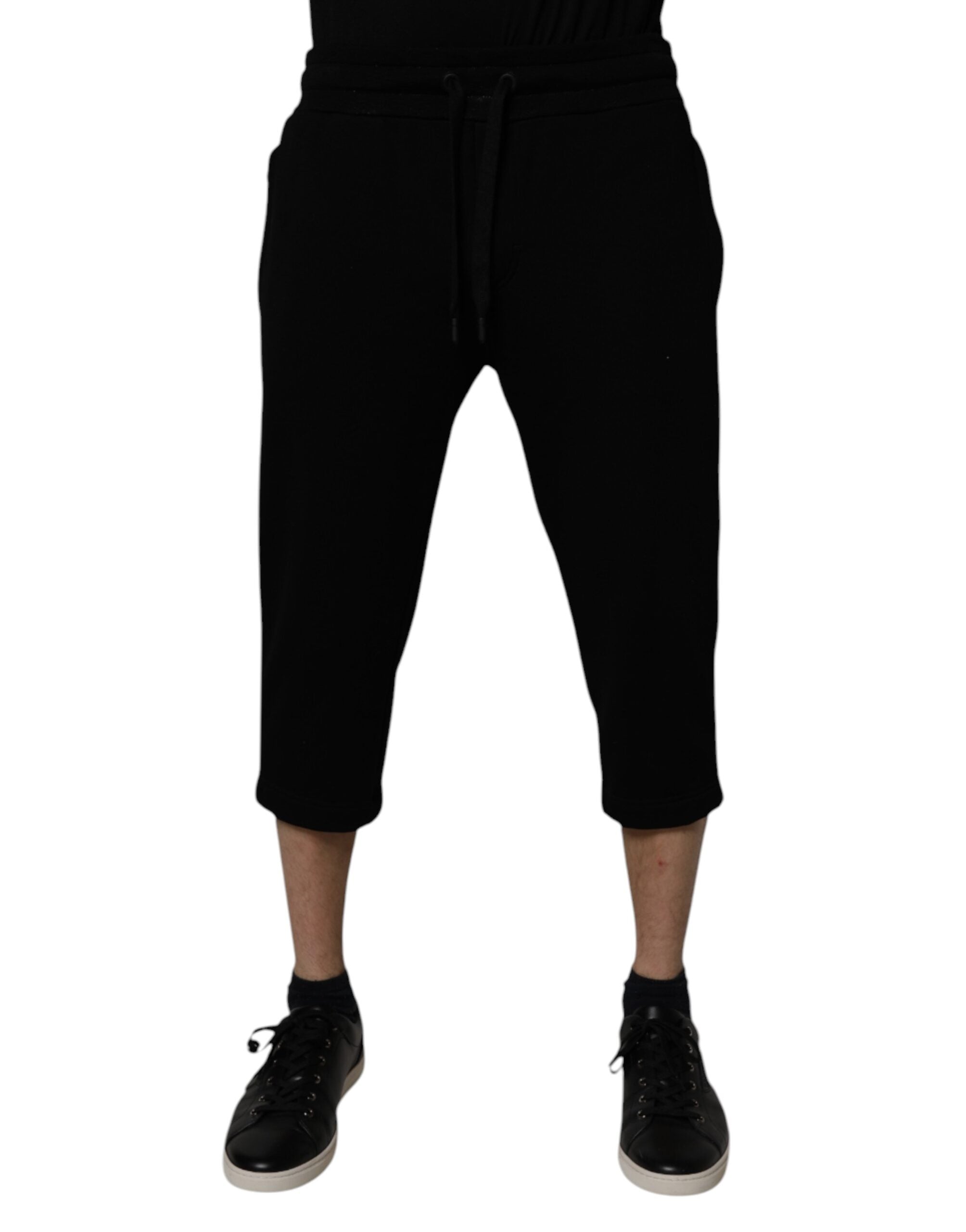 Dolce &amp; Gabbana – Kurze Jogginghose aus schwarzer Baumwollmischung