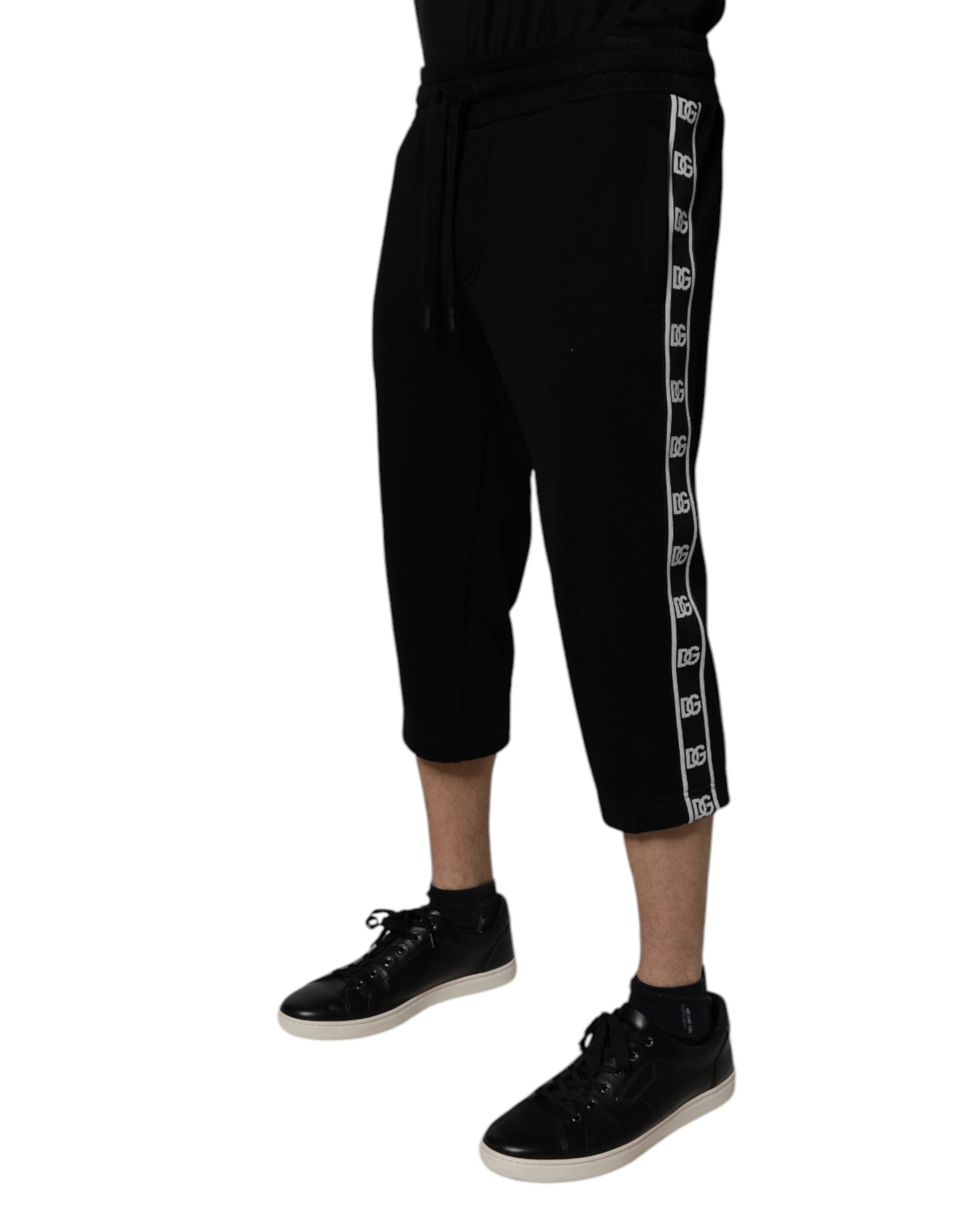 Dolce &amp; Gabbana – Kurze Jogginghose aus schwarzer Baumwollmischung