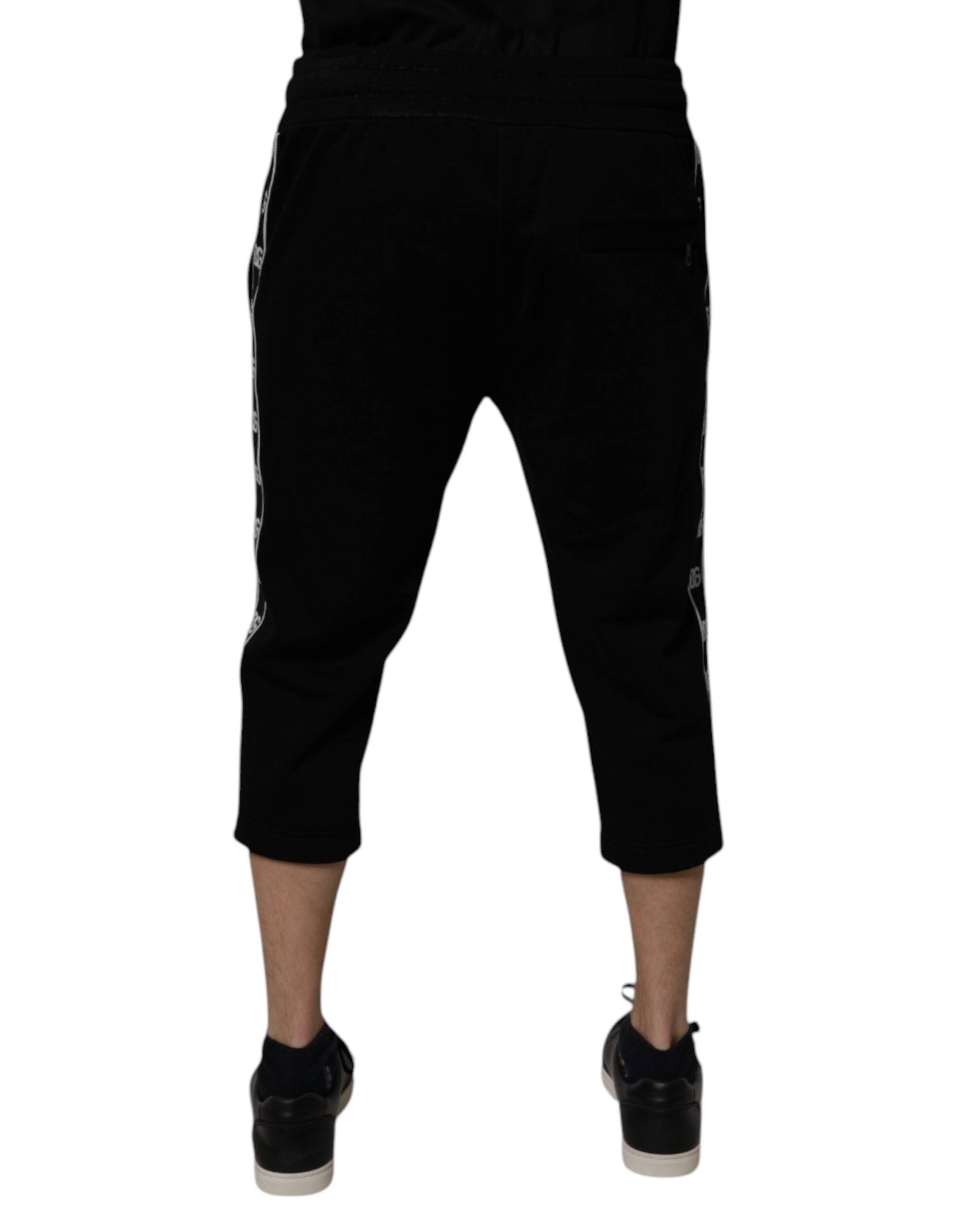 Dolce &amp; Gabbana – Kurze Jogginghose aus schwarzer Baumwollmischung