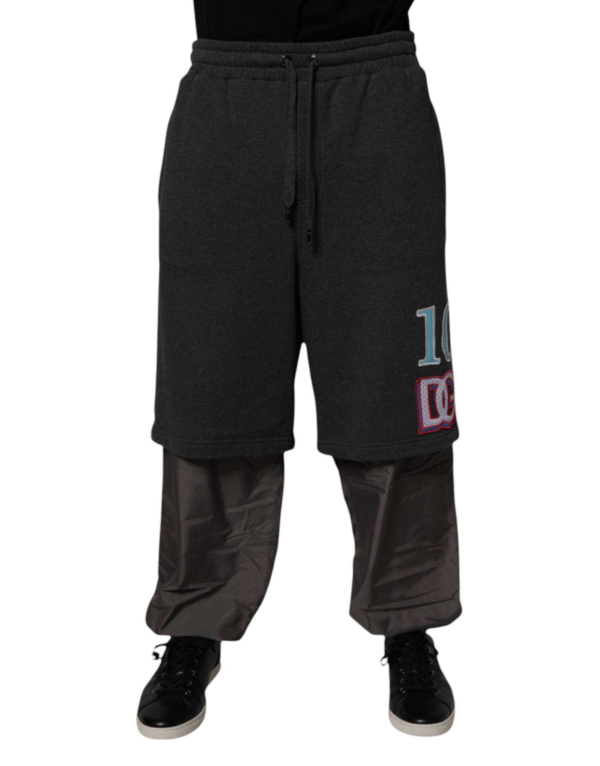 Dolce &amp; Gabbana Dunkelgraue, gerade geschnittene Jogginghose aus Baumwolle