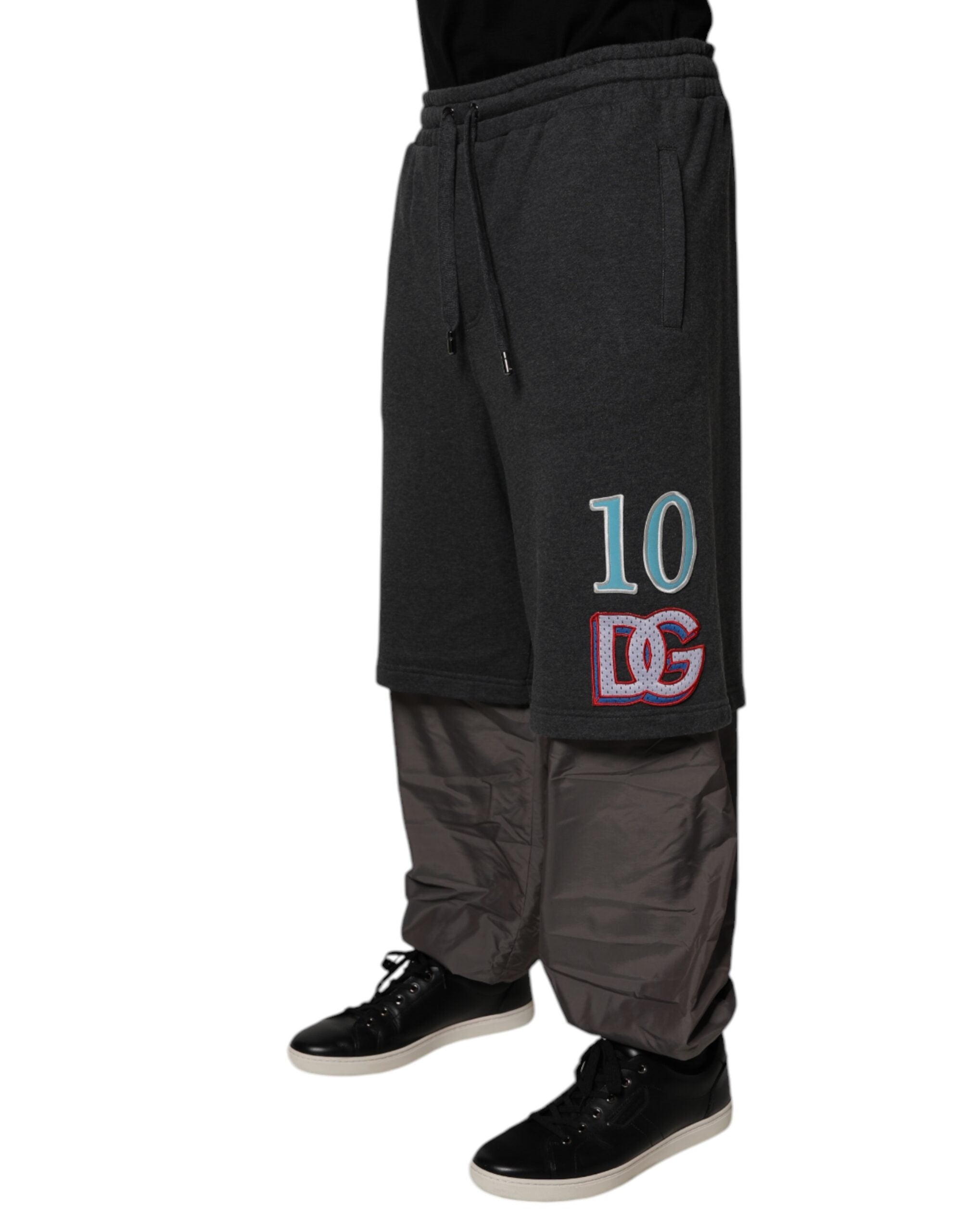Dolce &amp; Gabbana Dunkelgraue, gerade geschnittene Jogginghose aus Baumwolle