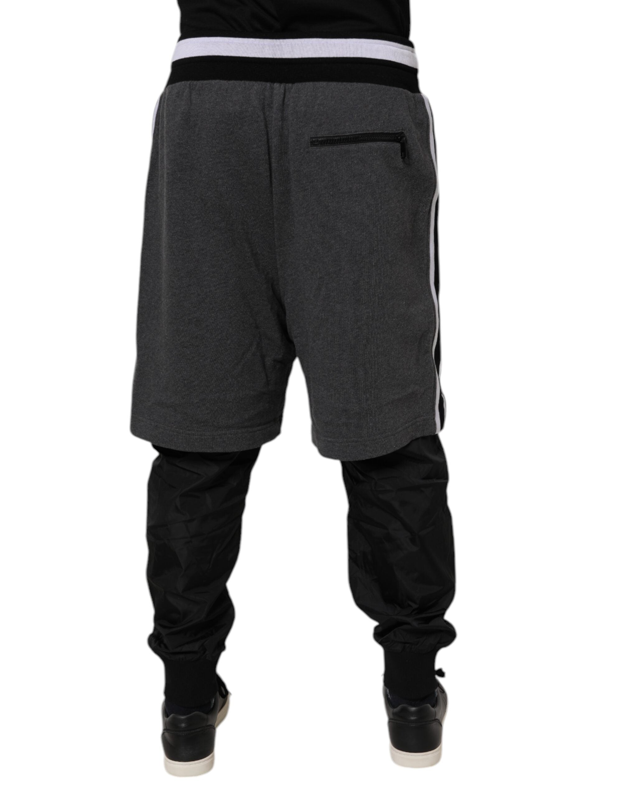 Dolce &amp; Gabbana Schwarz Grau Baumwolle Lagen Herren Jogginghose Hose
