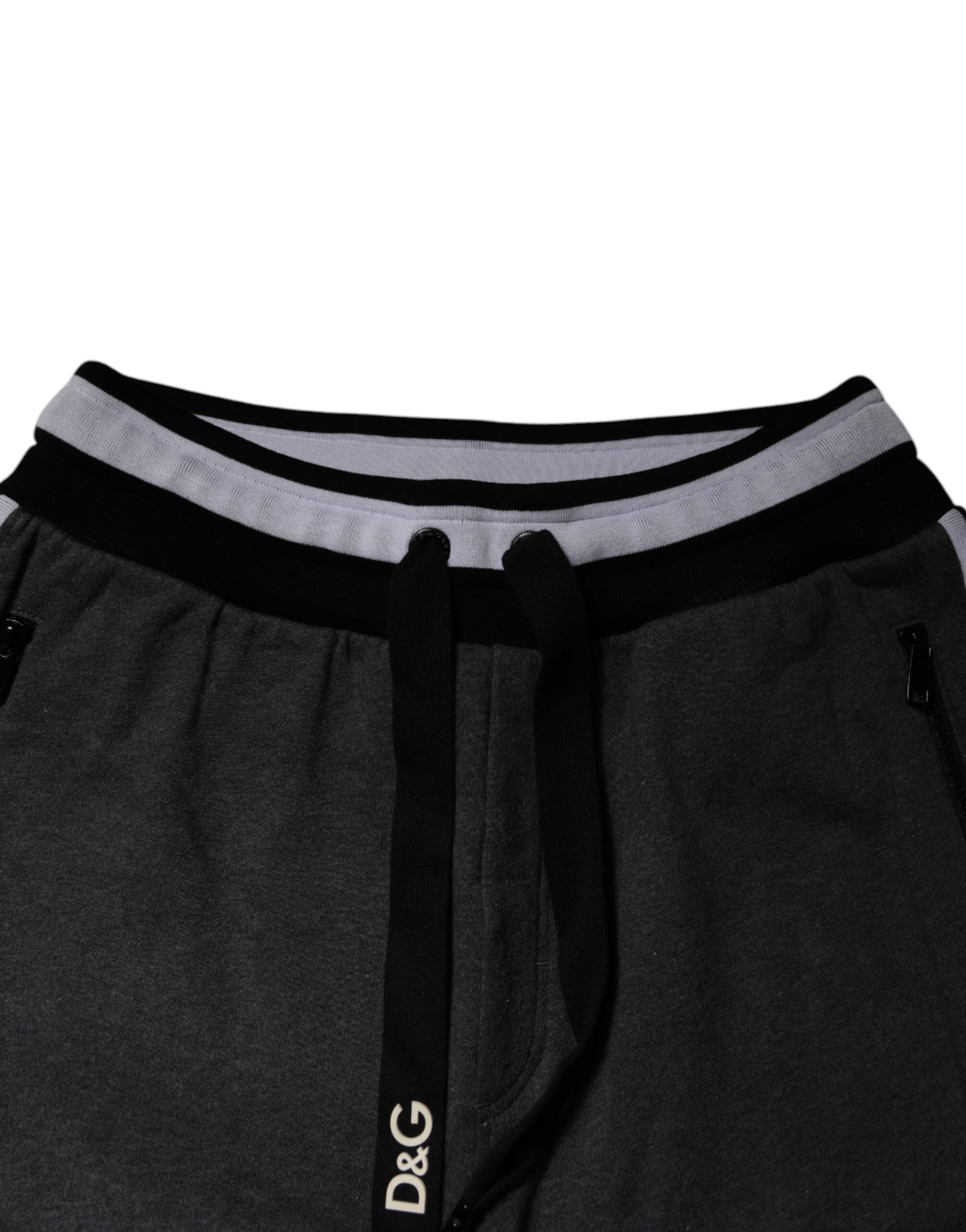Dolce &amp; Gabbana Schwarz Grau Baumwolle Lagen Herren Jogginghose Hose
