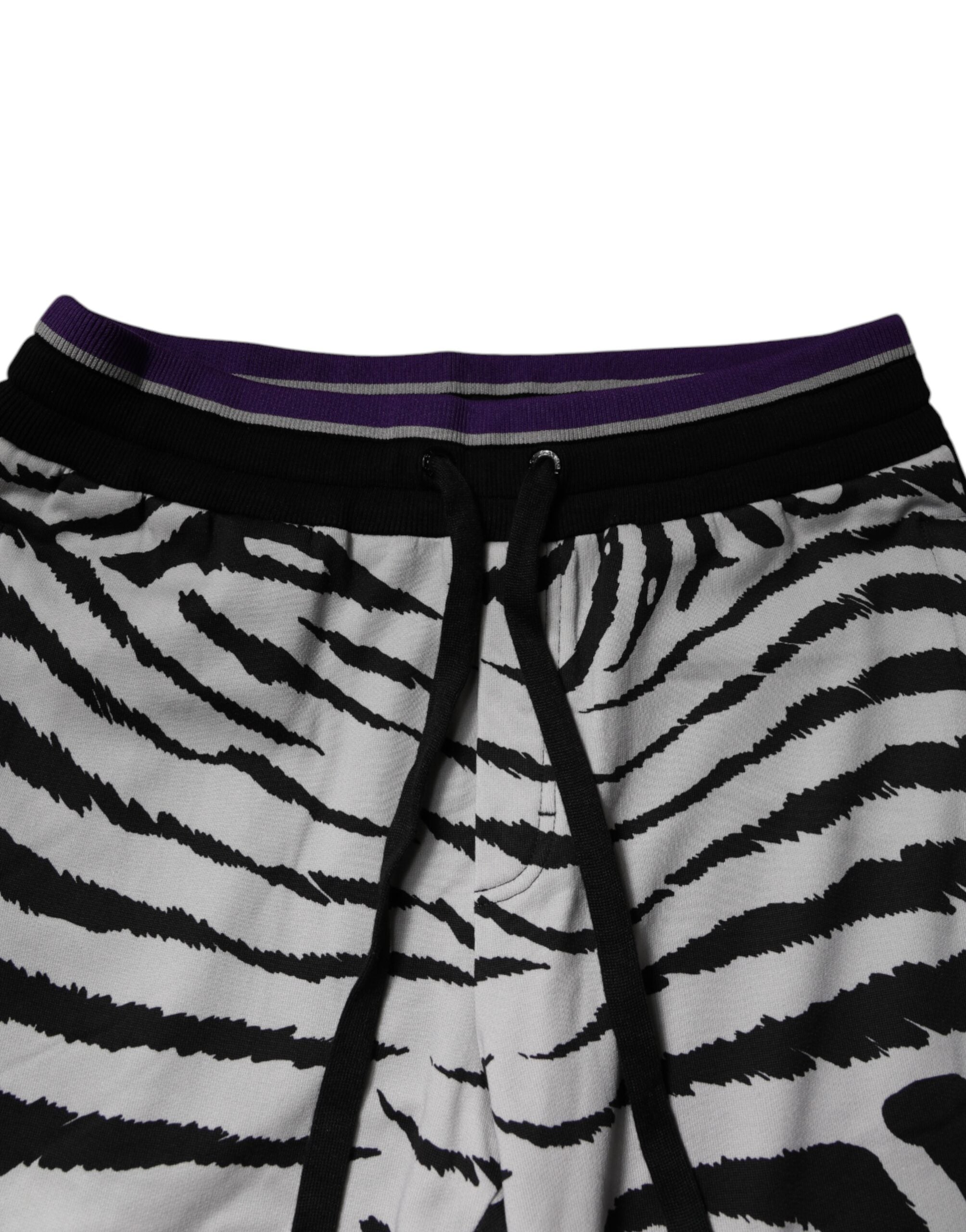 Dolce &amp; Gabbana Schwarz Weiß Zebra Männer Jogger Jogginghose Hose