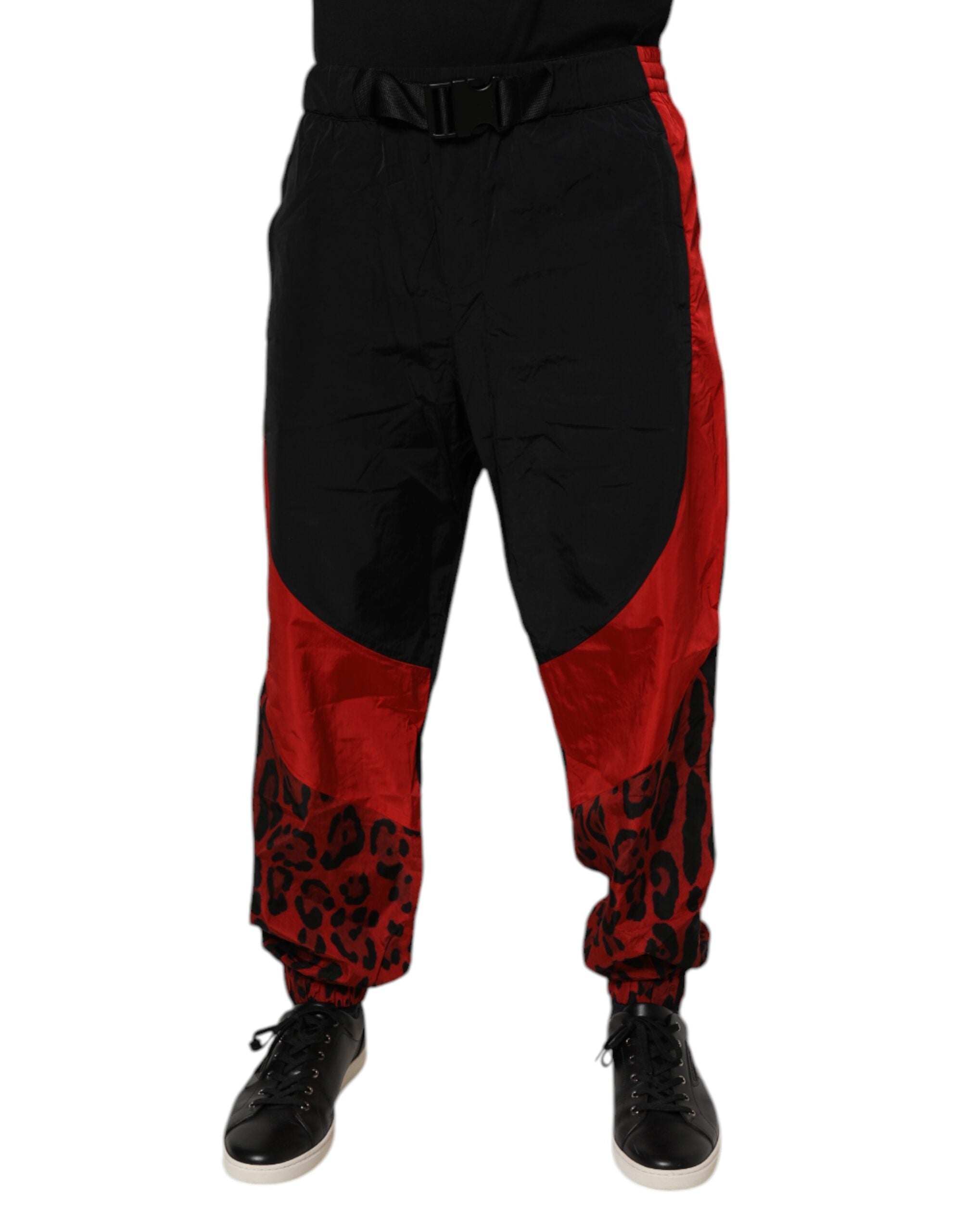 Dolce &amp; Gabbana – Jogginghose mit Leopardenmuster in Schwarz und Rot