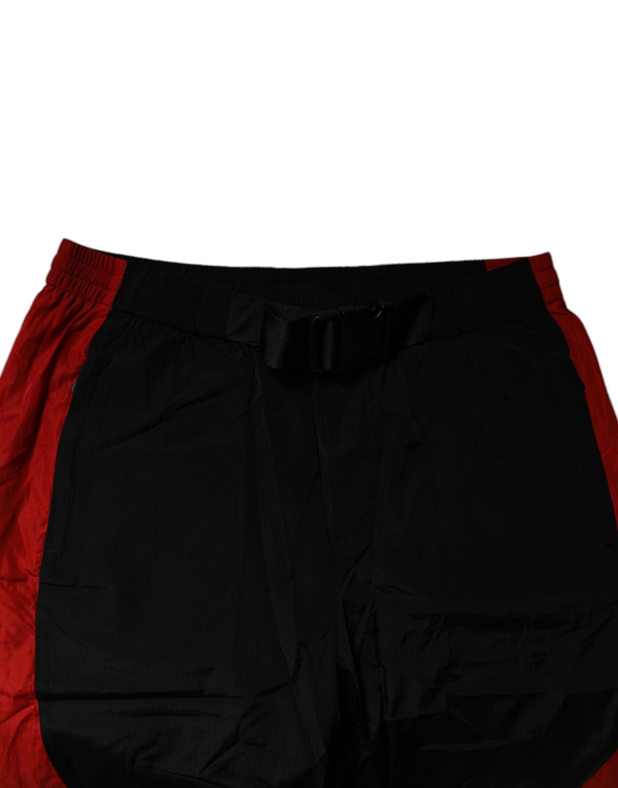 Pantaloni de trening Dolce &amp; Gabbana negri și roșii cu imprimeu leopard