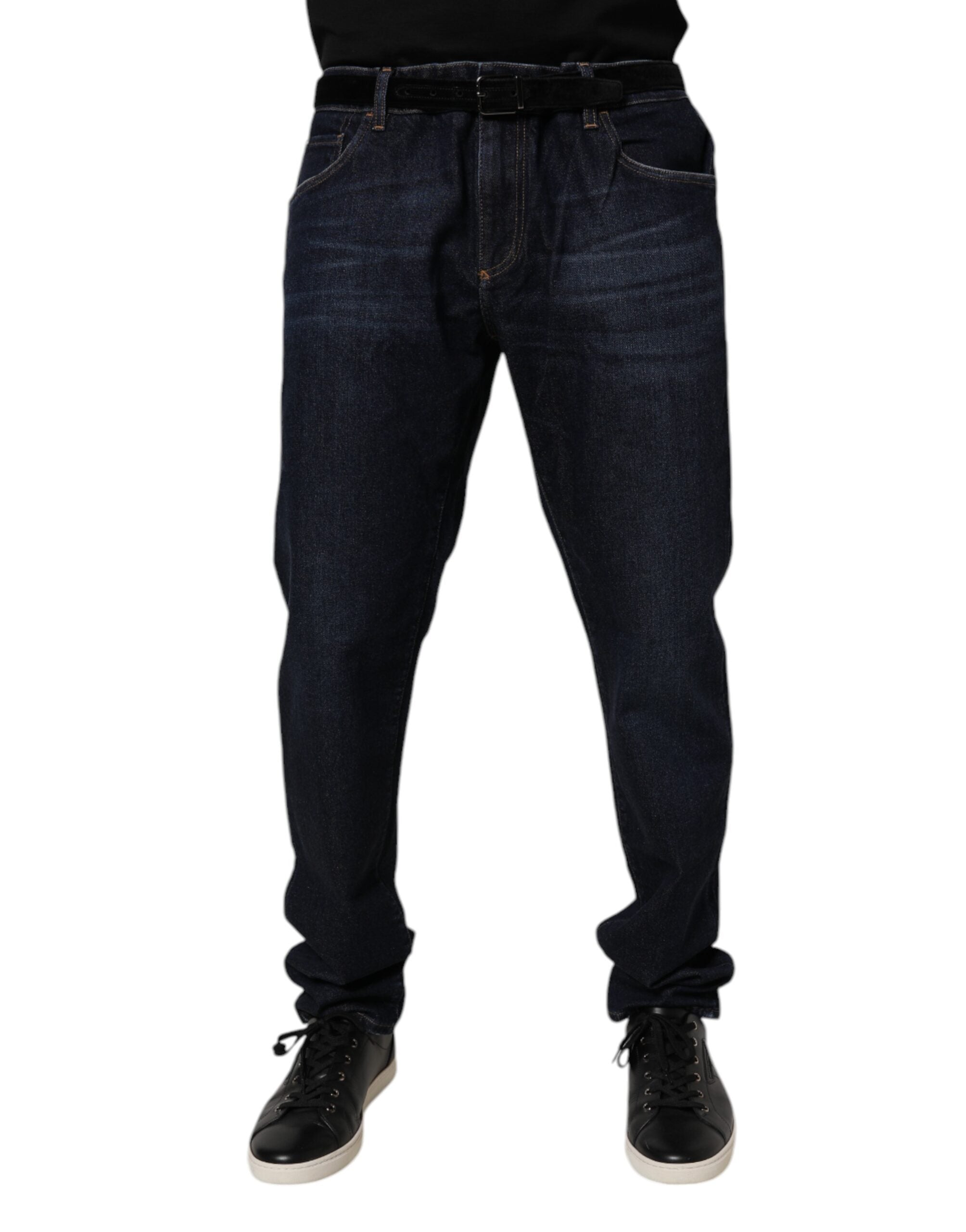 Dolce &amp; Gabbana Dunkelblaue Skinny-Jeans aus Baumwollstretch