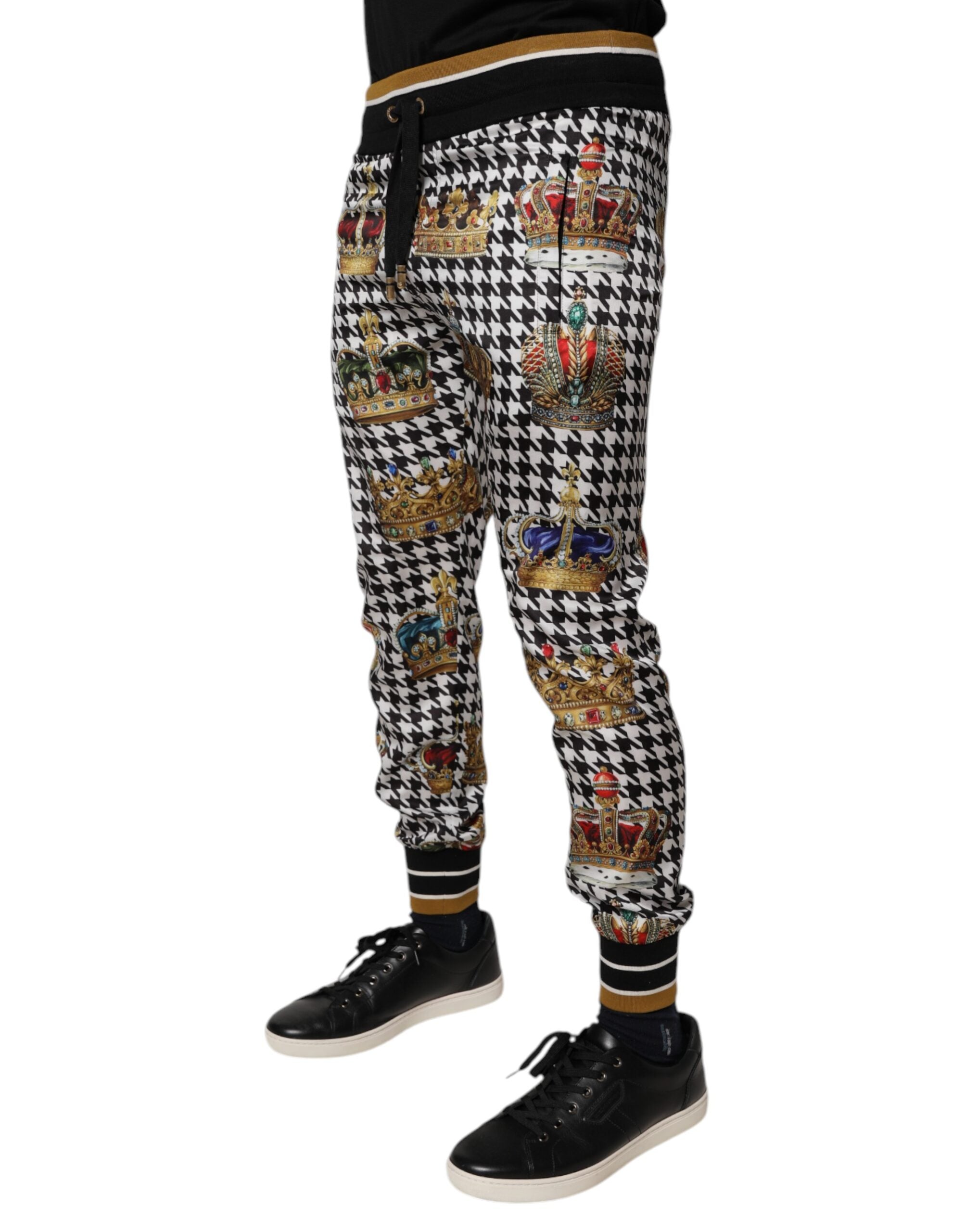 Dolce &amp; Gabbana Mehrfarbige Jogginghose mit Hahnentrittmuster und Krone für Herren