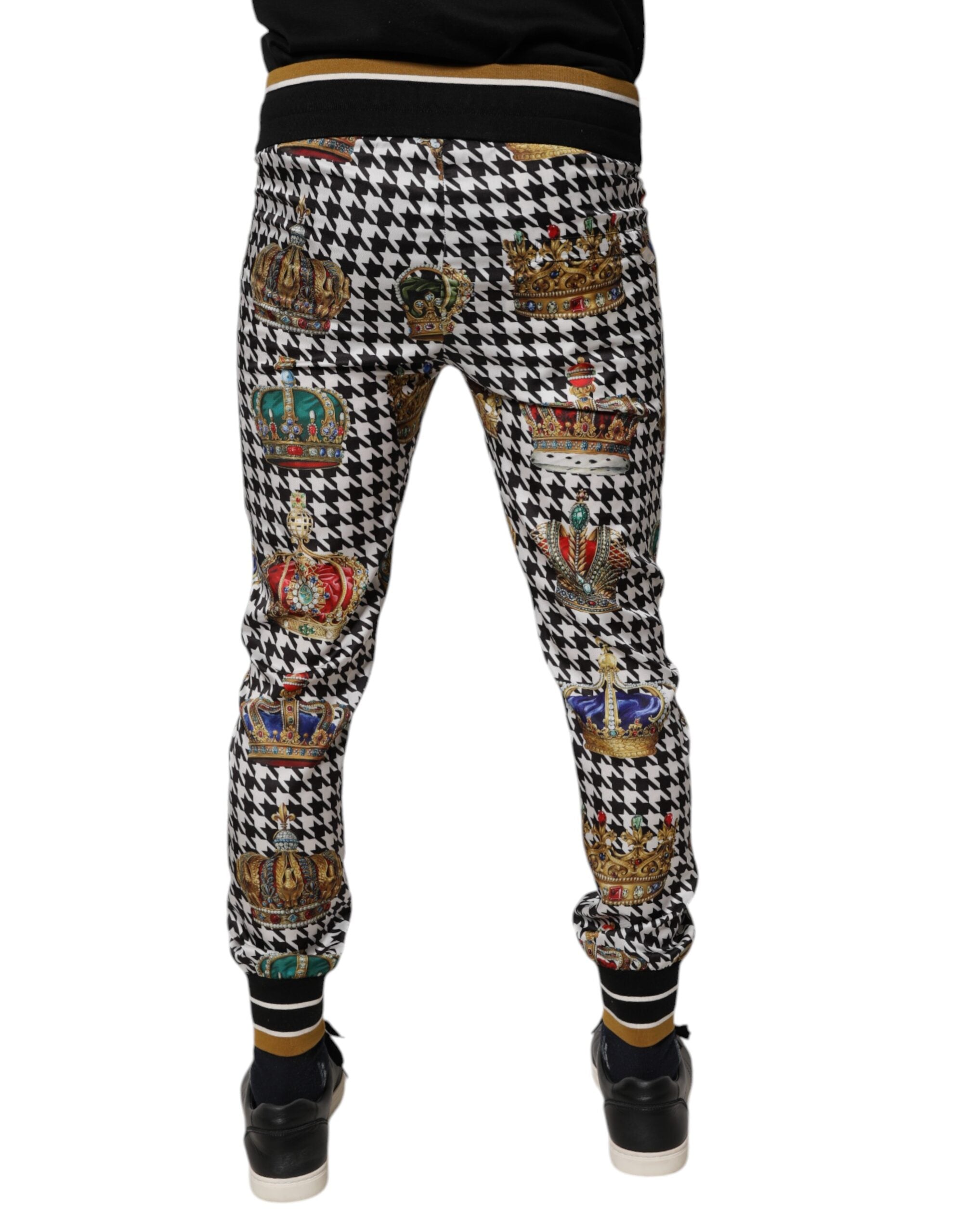 Dolce &amp; Gabbana Mehrfarbige Jogginghose mit Hahnentrittmuster und Krone für Herren