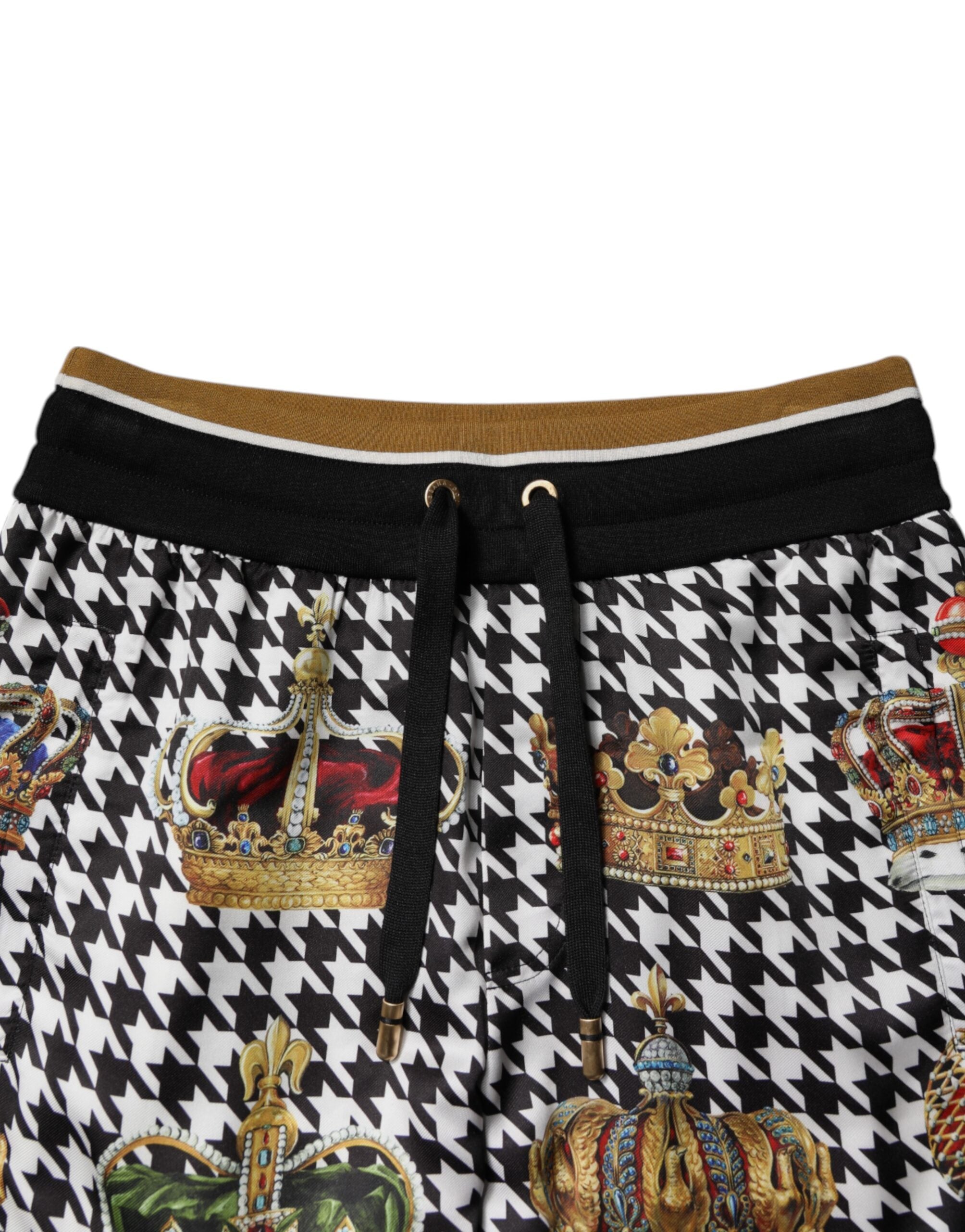 Dolce &amp; Gabbana Mehrfarbige Jogginghose mit Hahnentrittmuster und Krone für Herren