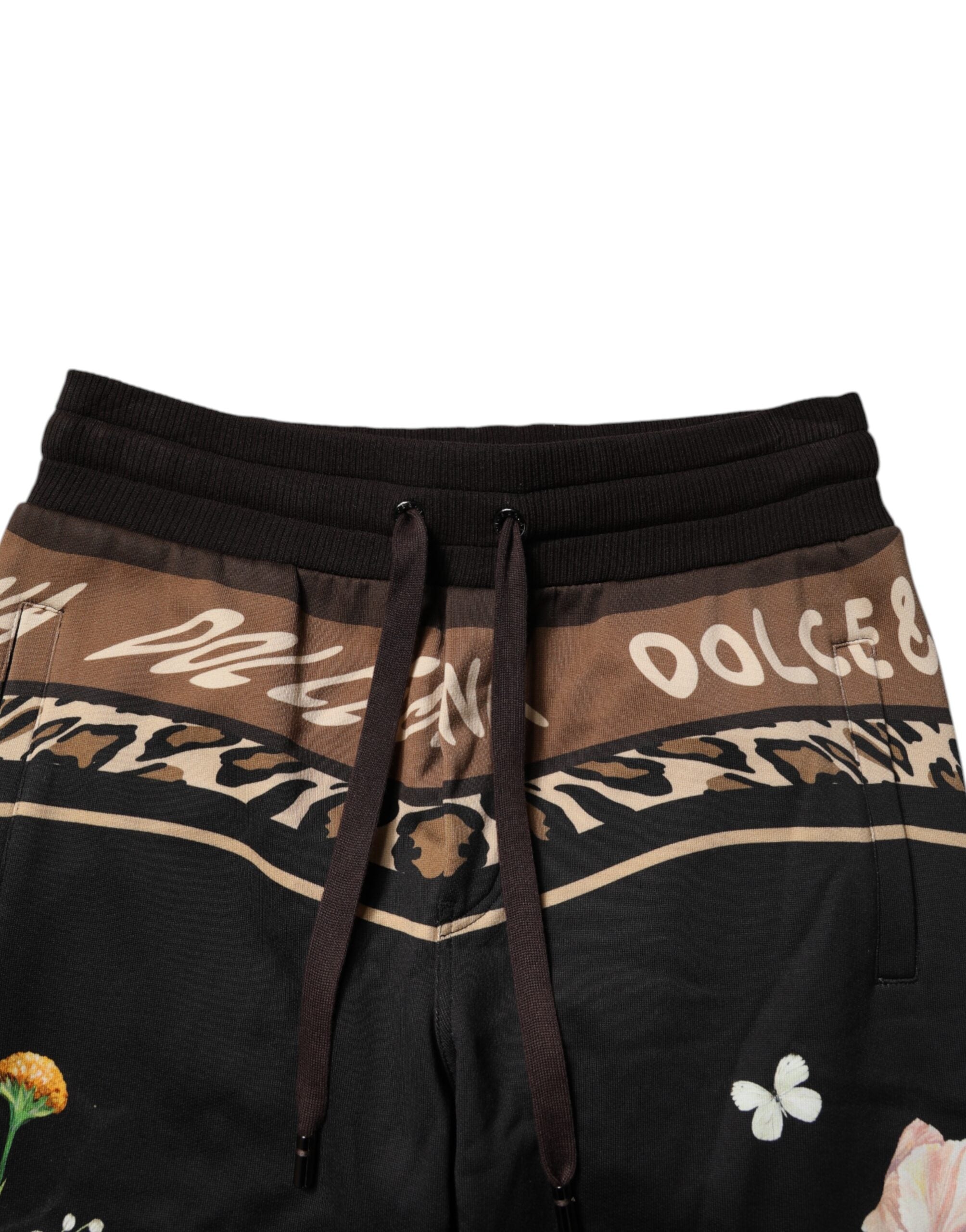Dolce &amp; Gabbana – Schwarze Jogginghose aus Baumwolle mit Blumenmuster