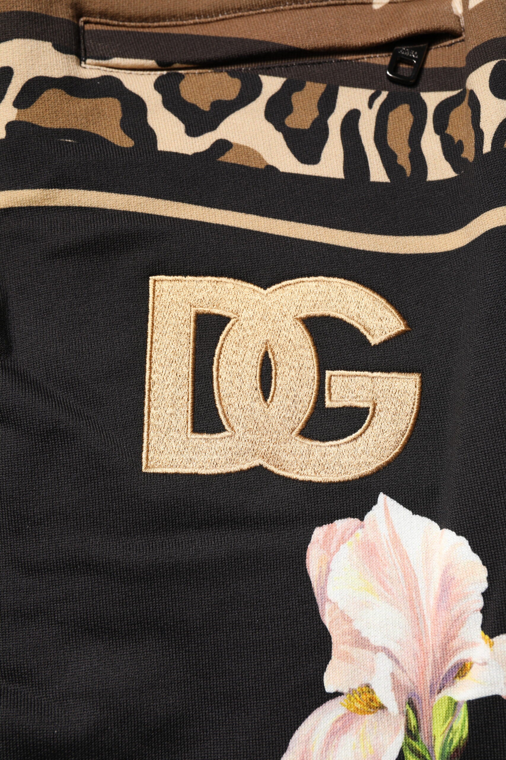 Dolce &amp; Gabbana – Schwarze Jogginghose aus Baumwolle mit Blumenmuster