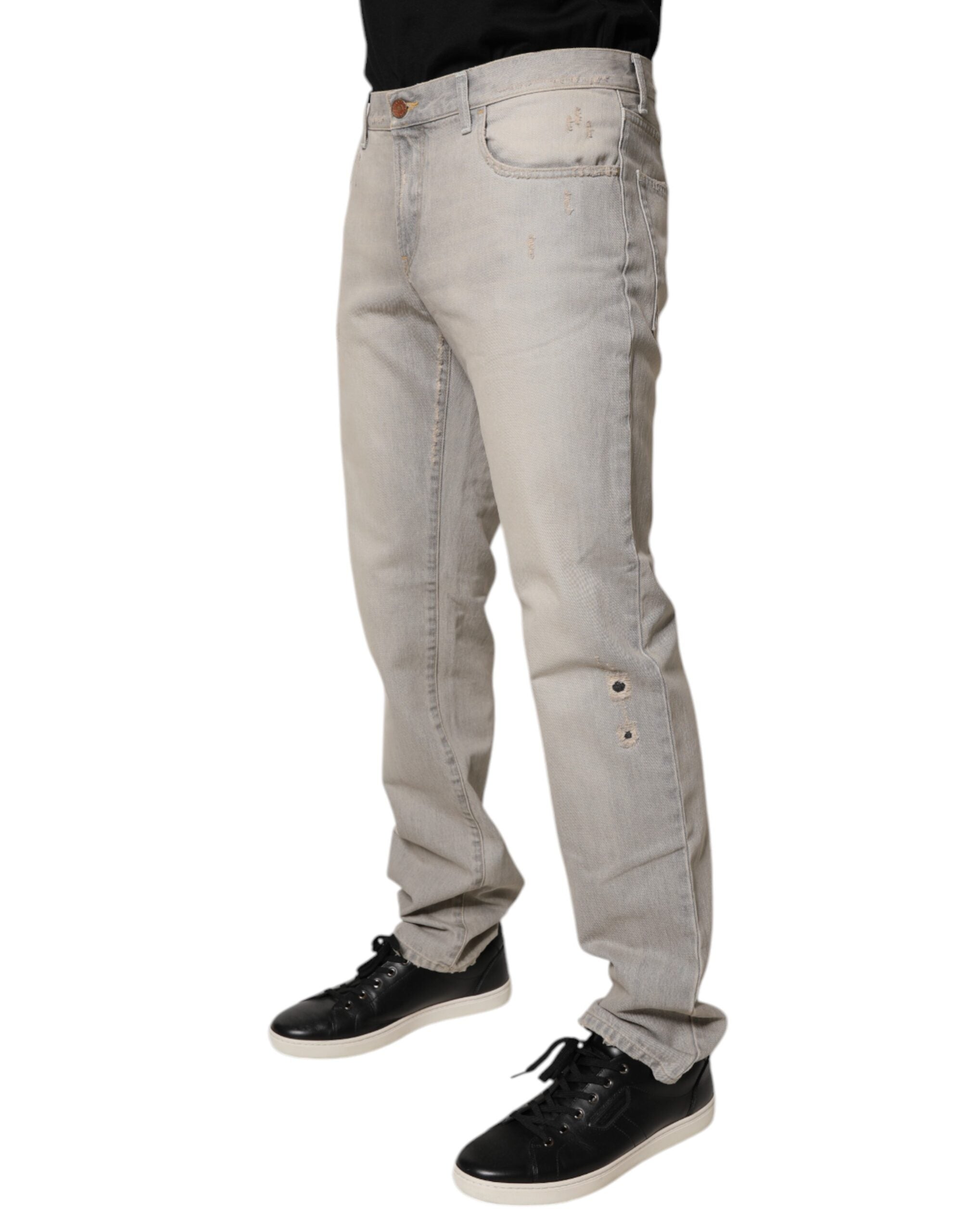 Dolce &amp; Gabbana Hellgraue Skinny-Jeans aus Baumwolle