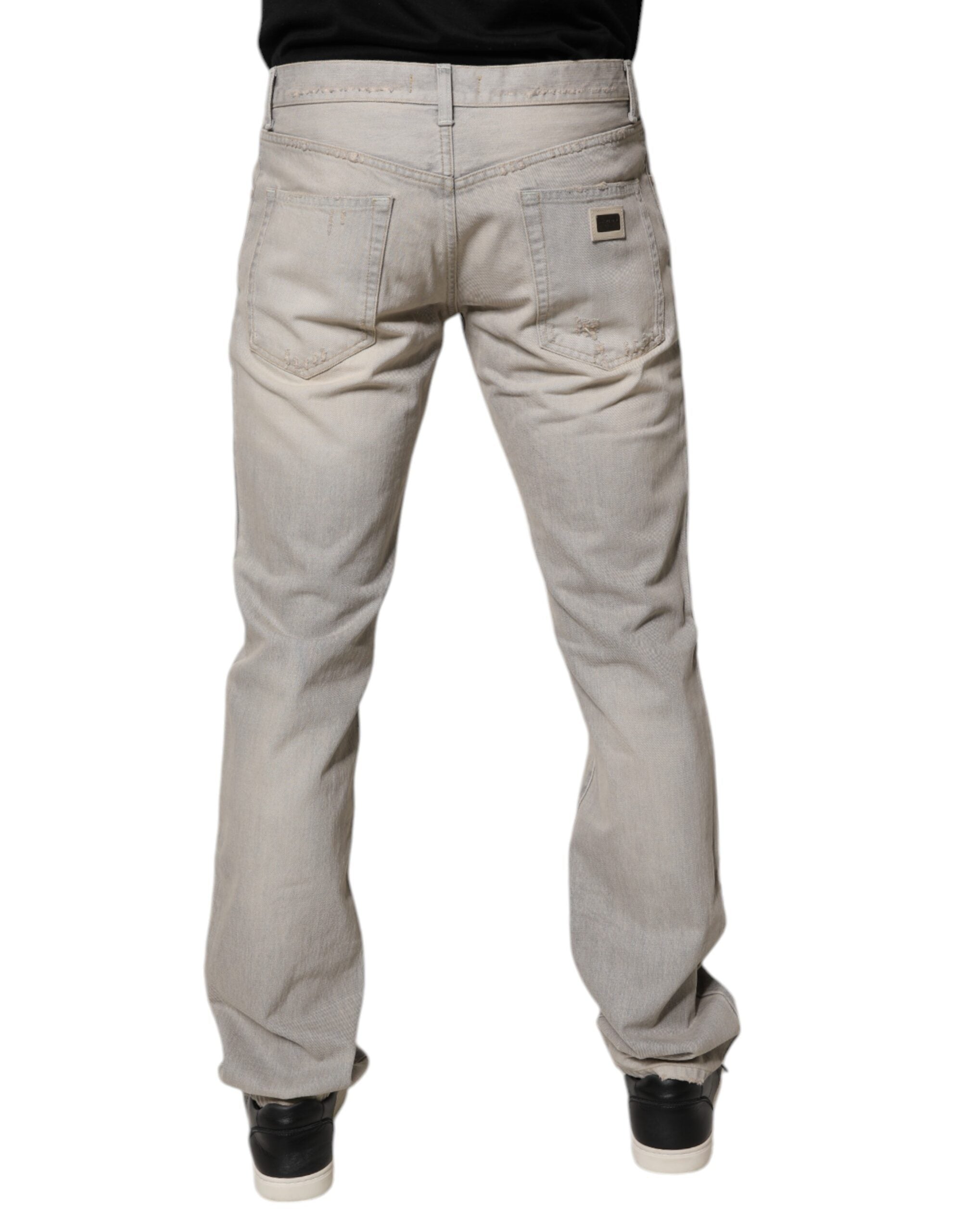 Dolce &amp; Gabbana Hellgraue Skinny-Jeans aus Baumwolle