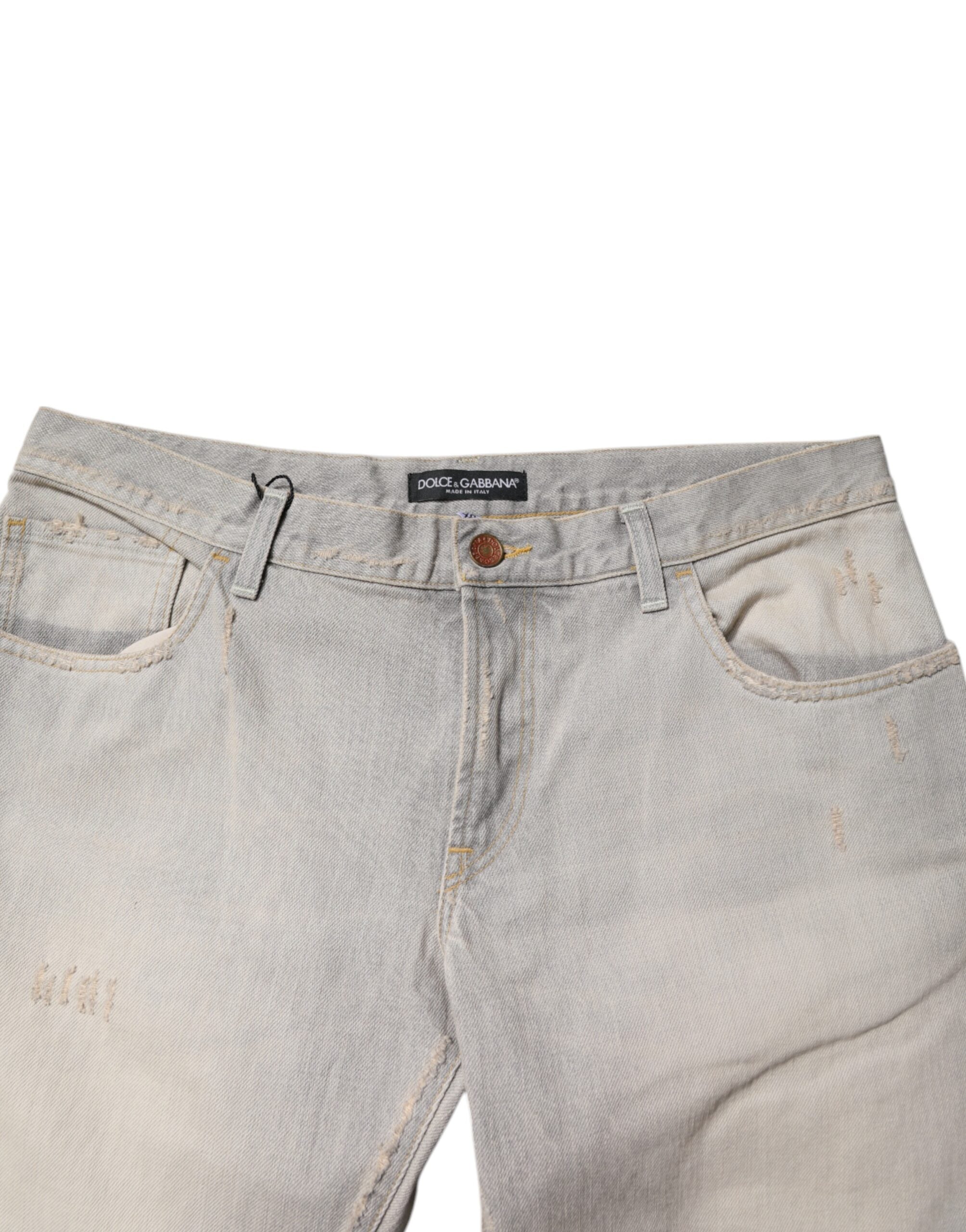Dolce &amp; Gabbana Hellgraue Skinny-Jeans aus Baumwolle
