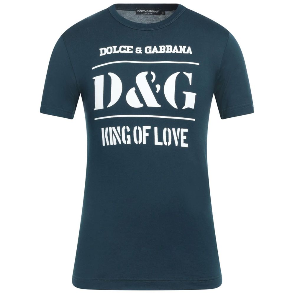 Tricou Dolce &amp; Gabbana albastru din bumbac