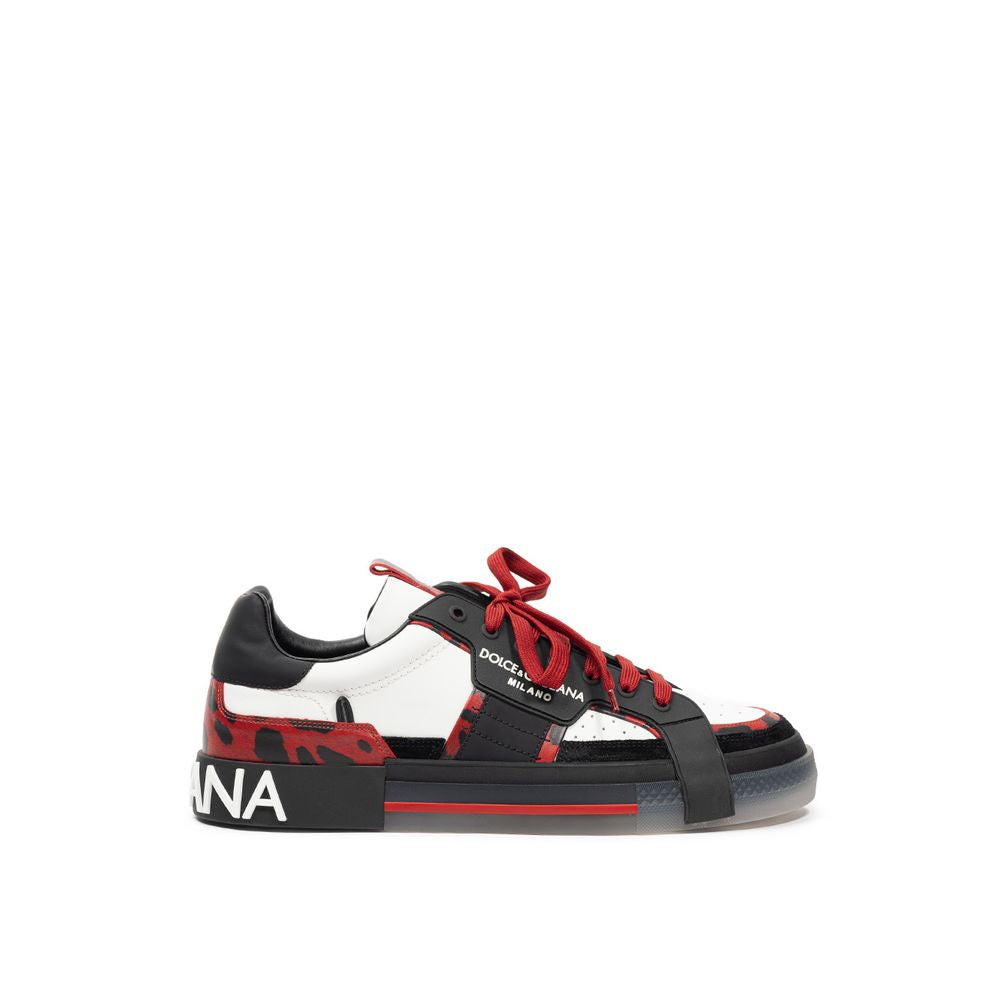 Dolce &amp; Gabbana – Schwarz-weiße Ledersneaker