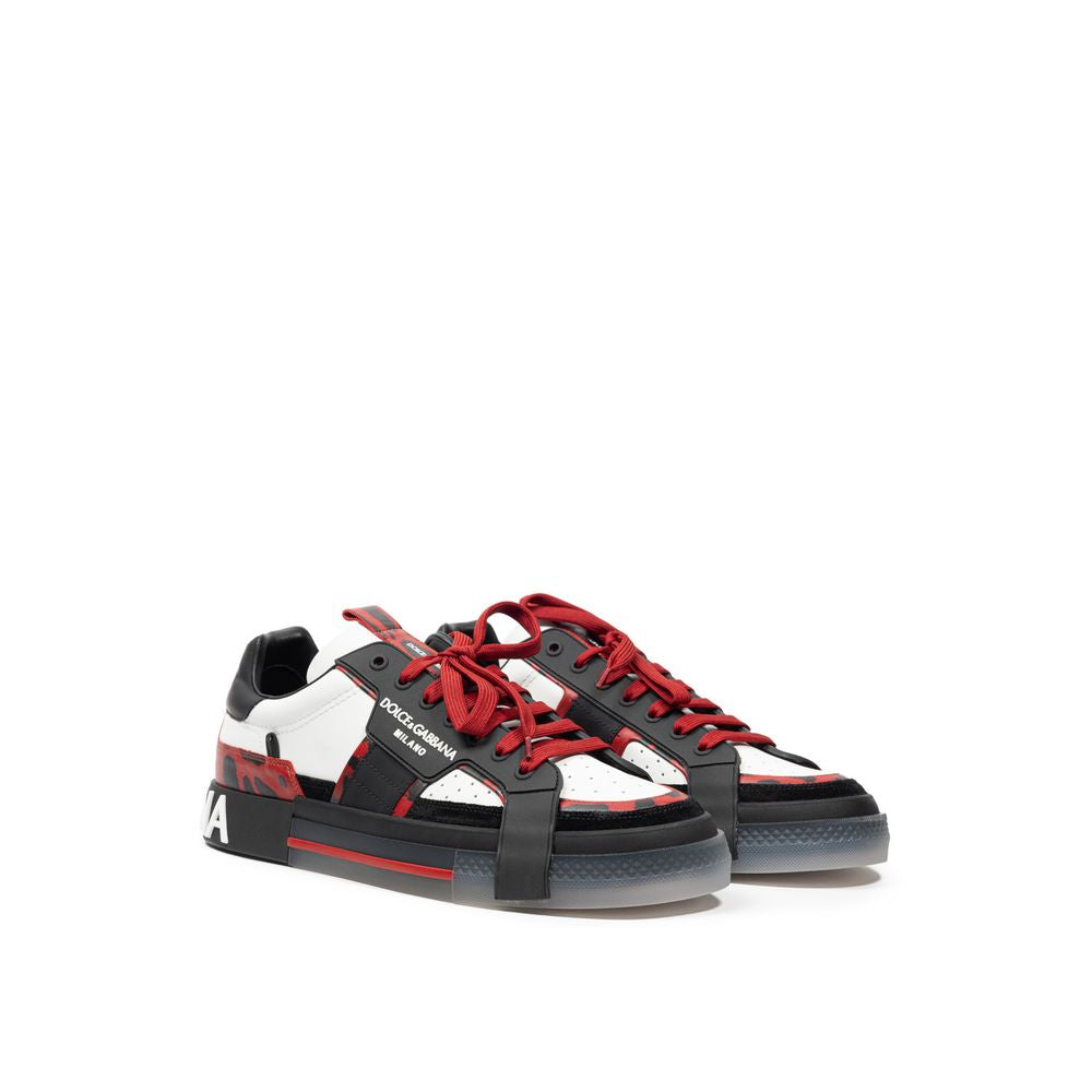 Dolce &amp; Gabbana – Schwarz-weiße Ledersneaker