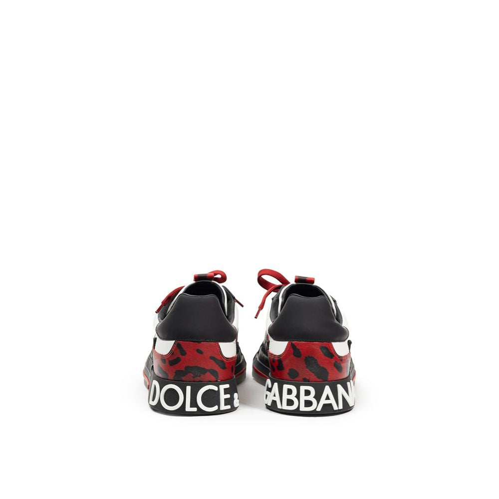 Dolce &amp; Gabbana – Schwarz-weiße Ledersneaker