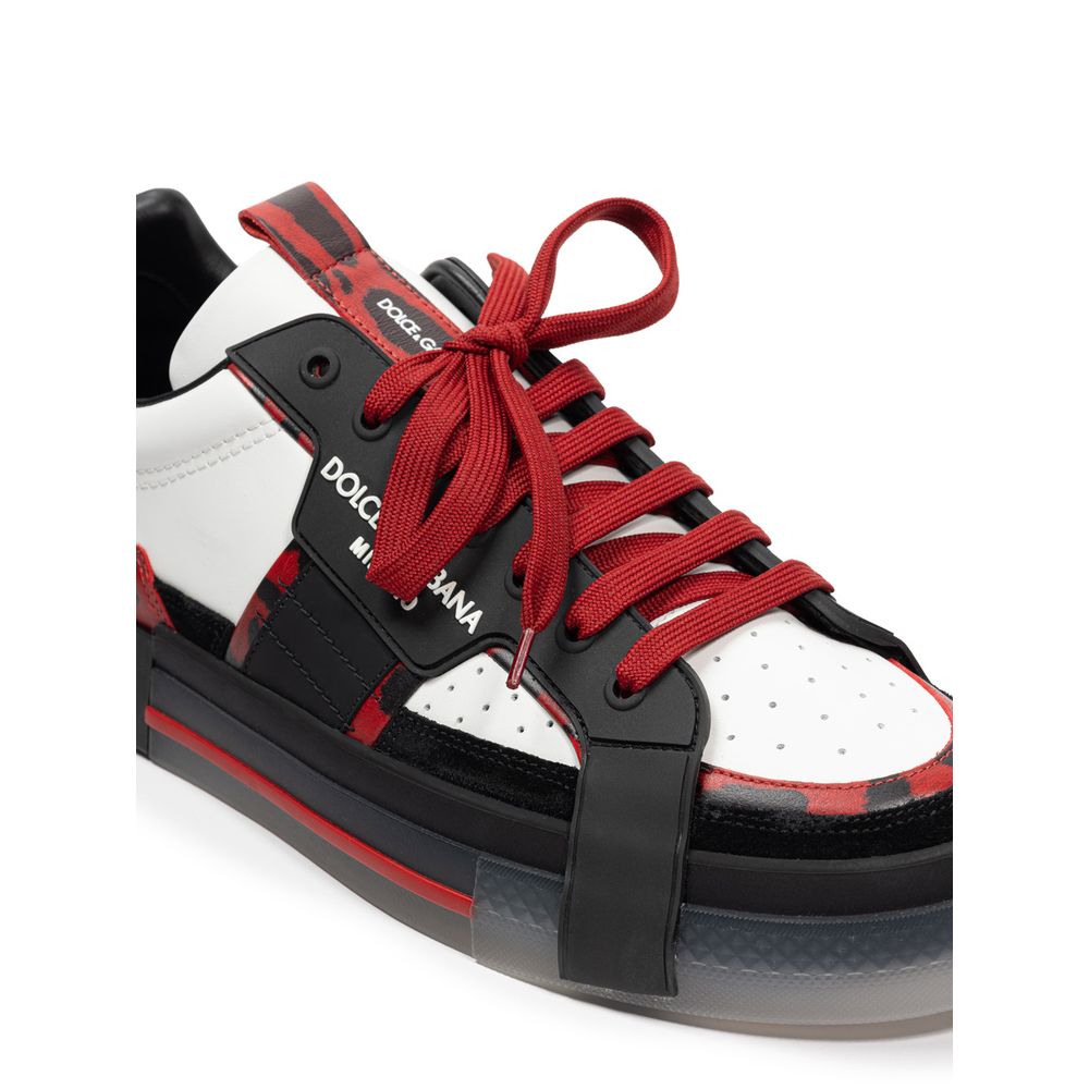 Dolce &amp; Gabbana – Schwarz-weiße Ledersneaker