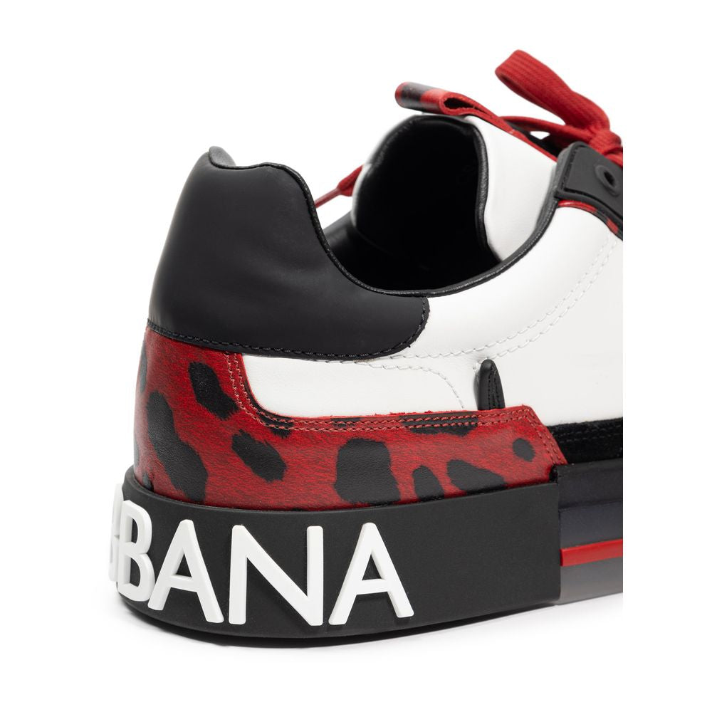 Dolce &amp; Gabbana – Schwarz-weiße Ledersneaker
