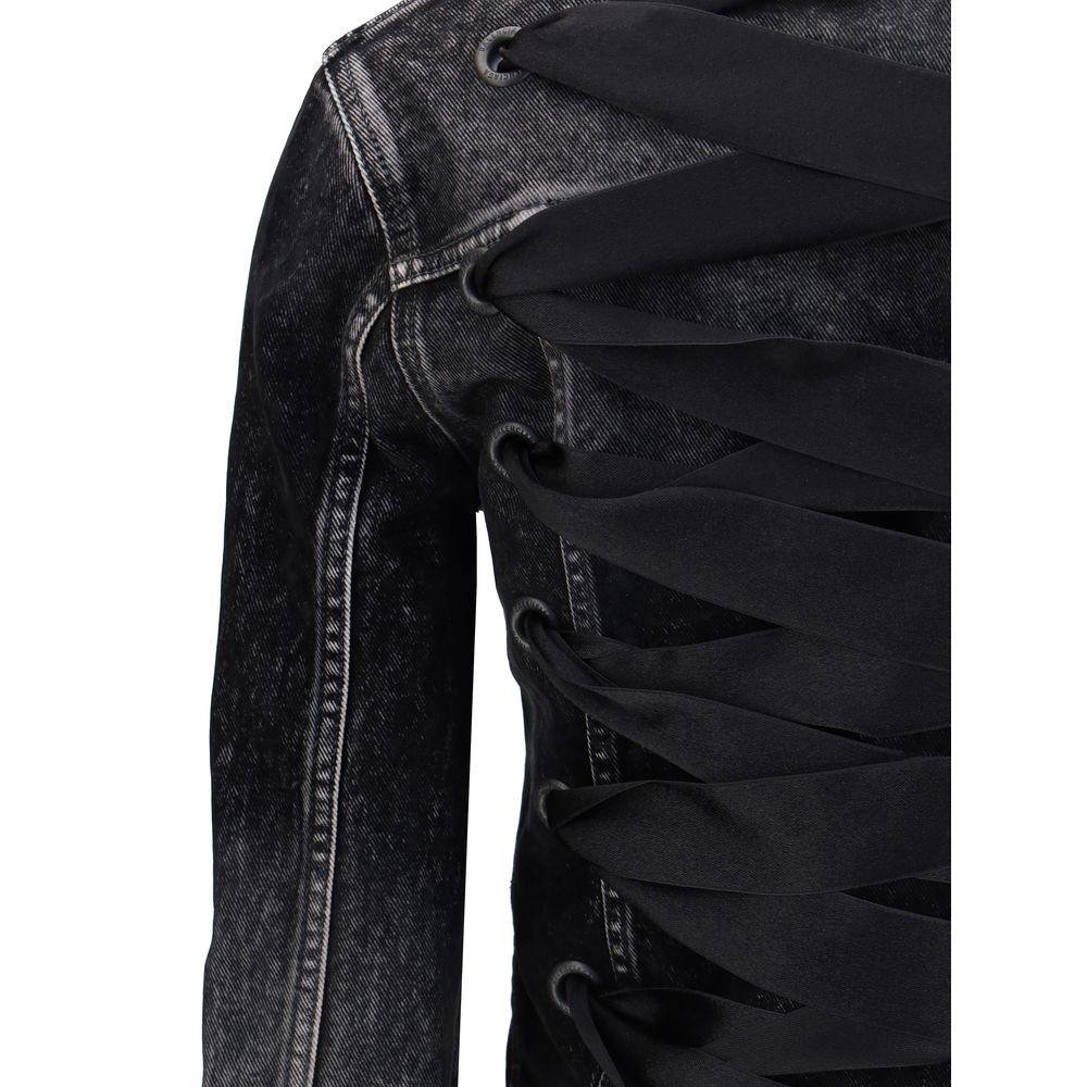 Jachetă Balenciaga din denim cu panglică