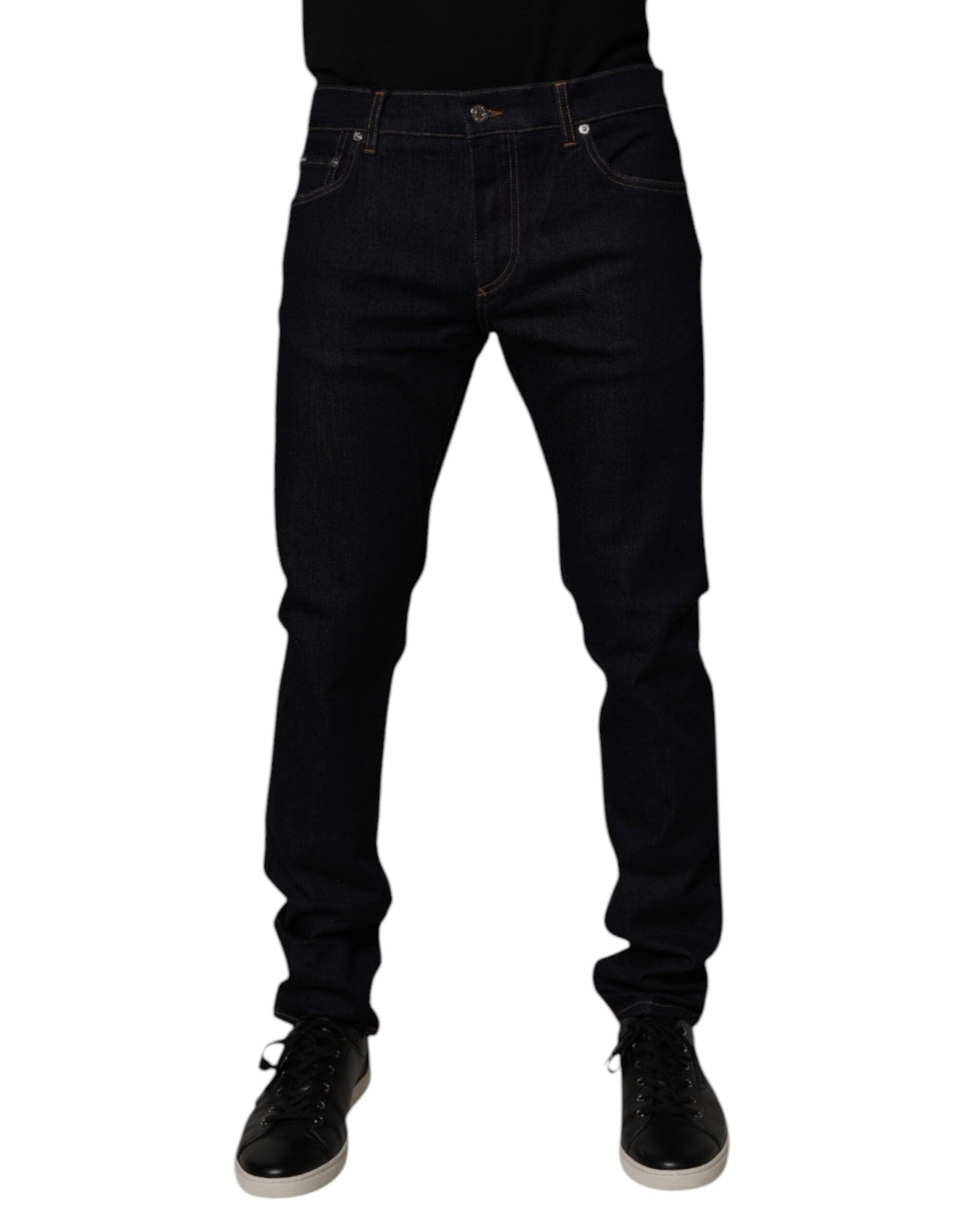 Blugi skinny Dolce &amp; Gabbana din bumbac elastic negru pentru bărbați