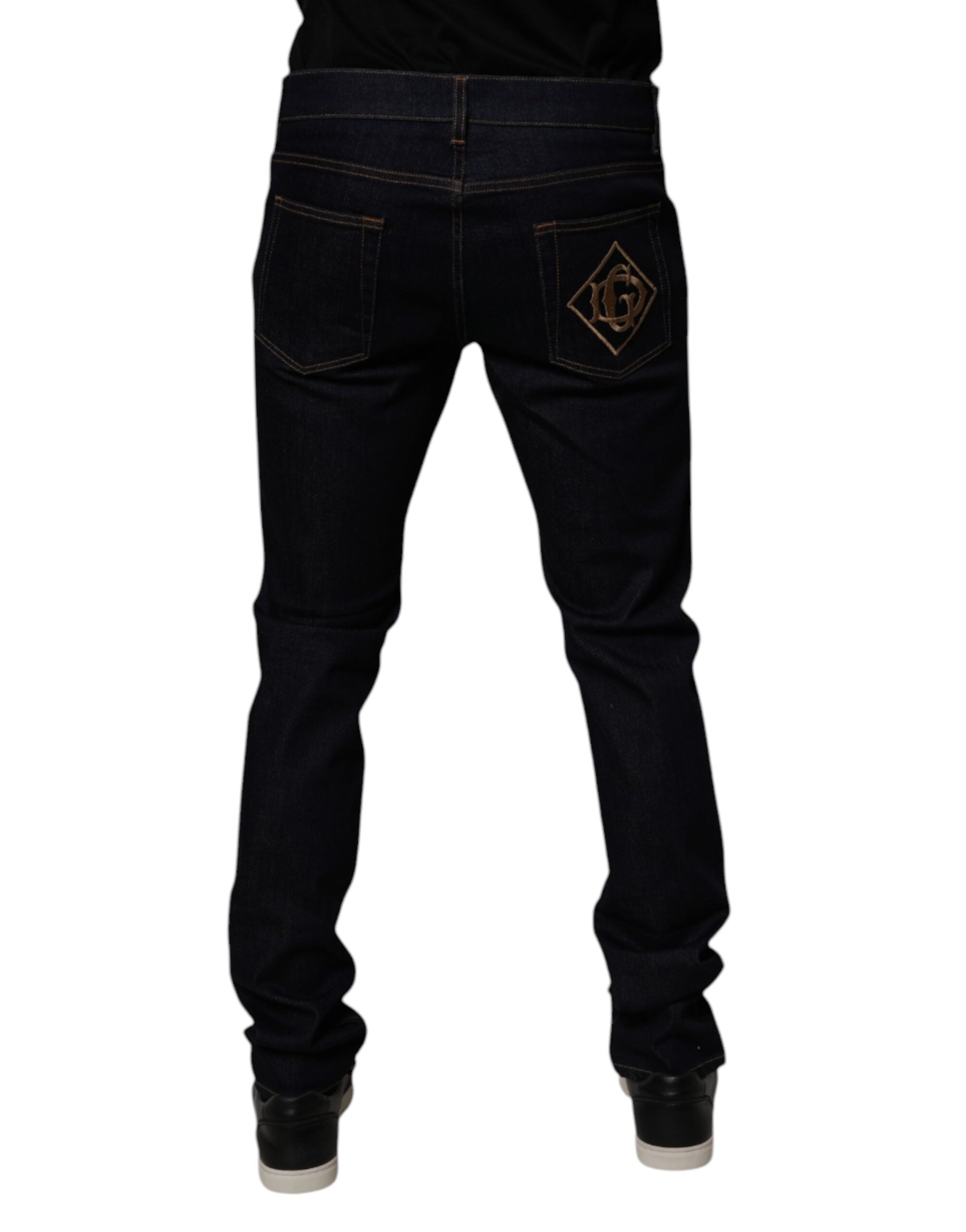 Blugi skinny Dolce &amp; Gabbana din bumbac elastic negru pentru bărbați